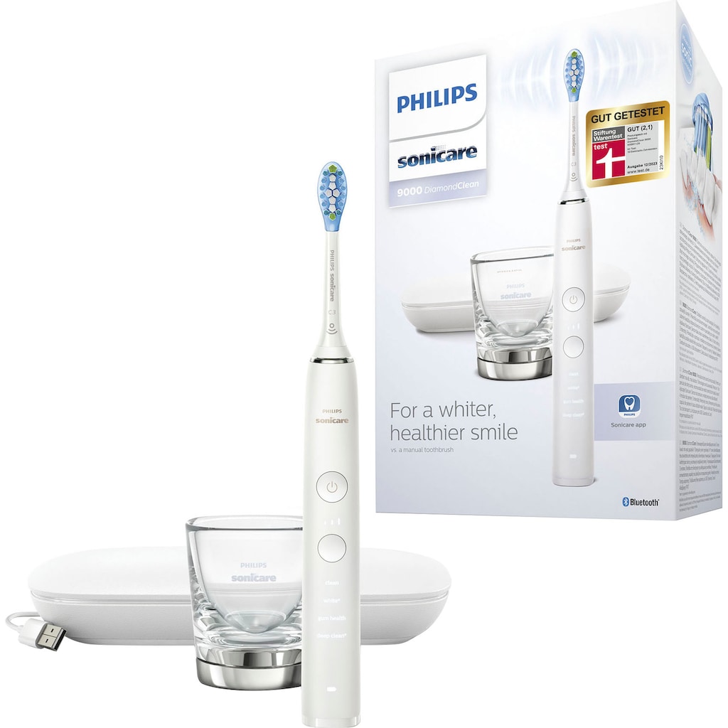 Philips Sonicare Elektrische Zahnbürste »DiamondClean 9000 HX9911«, 1 St. Aufsteckbürsten, mit Schalltechnologie, Ladeglass, USB-Reiseetui