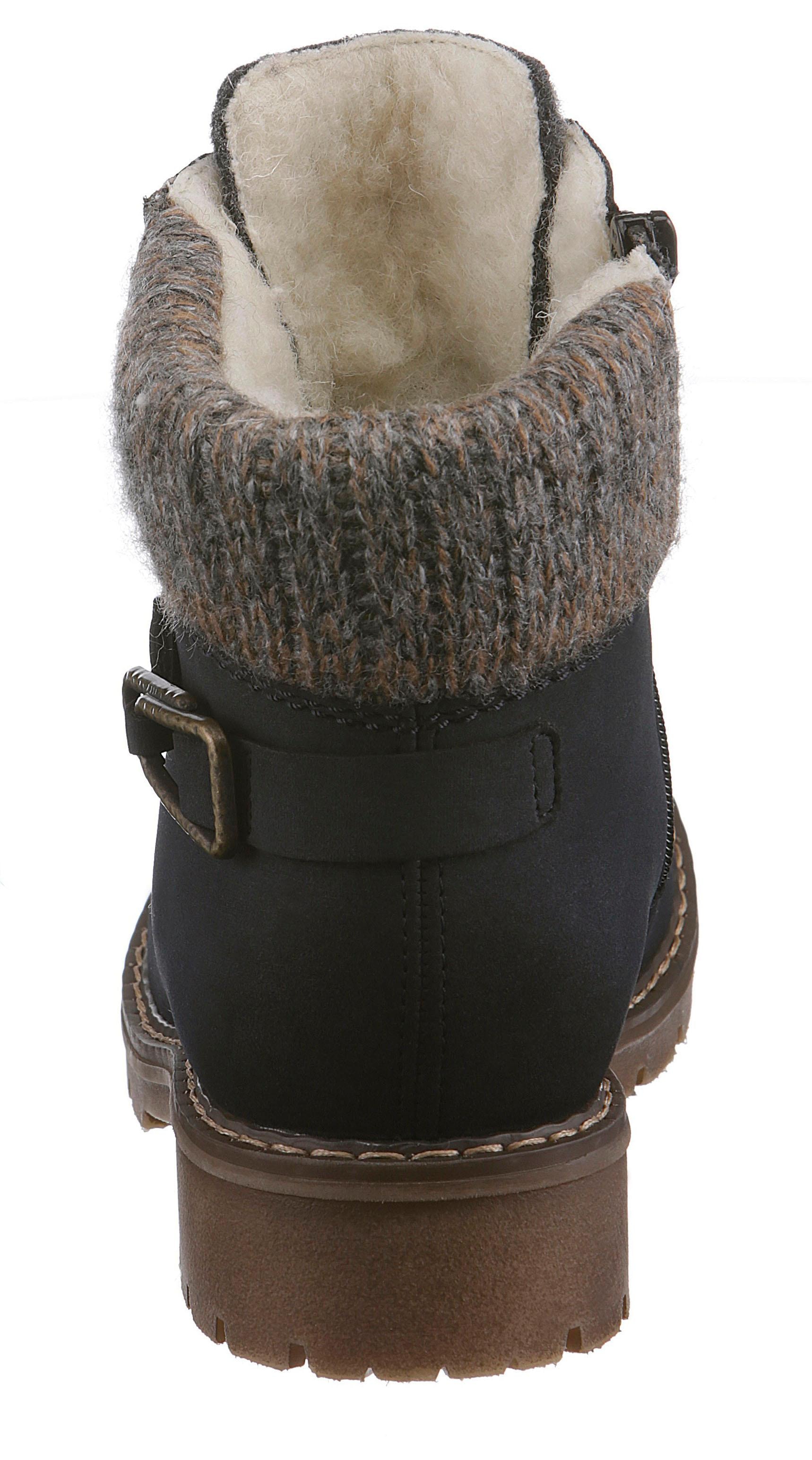 Rieker Winterstiefelette, Winterboots, Schnürboots mit Strickrand und Rieker-TEX