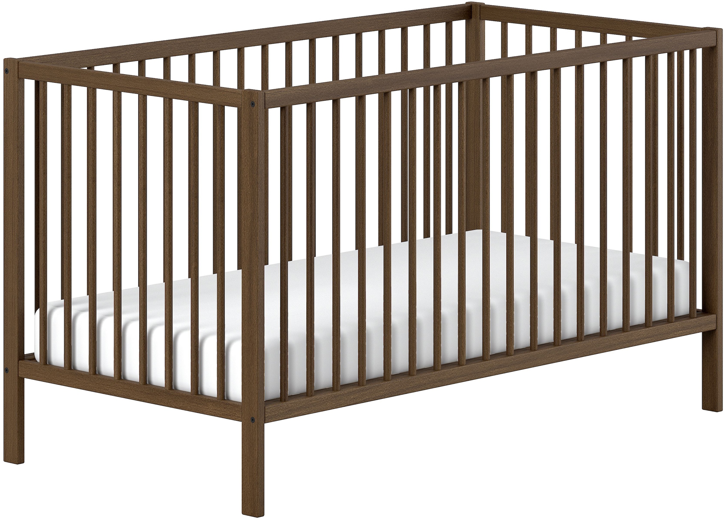 Vipack Babymöbel-Set »DINO, ideal für Ihr Kinderzimmer, Made in Europe, Buche massiv« best. aus Babybett 70/140 umbaubar zum Juniorbett u. Wickelregal, 2 tlg. Liegefläche 3-fach höhenverstellbar, Ausf. Buche Nussbaumfarbig