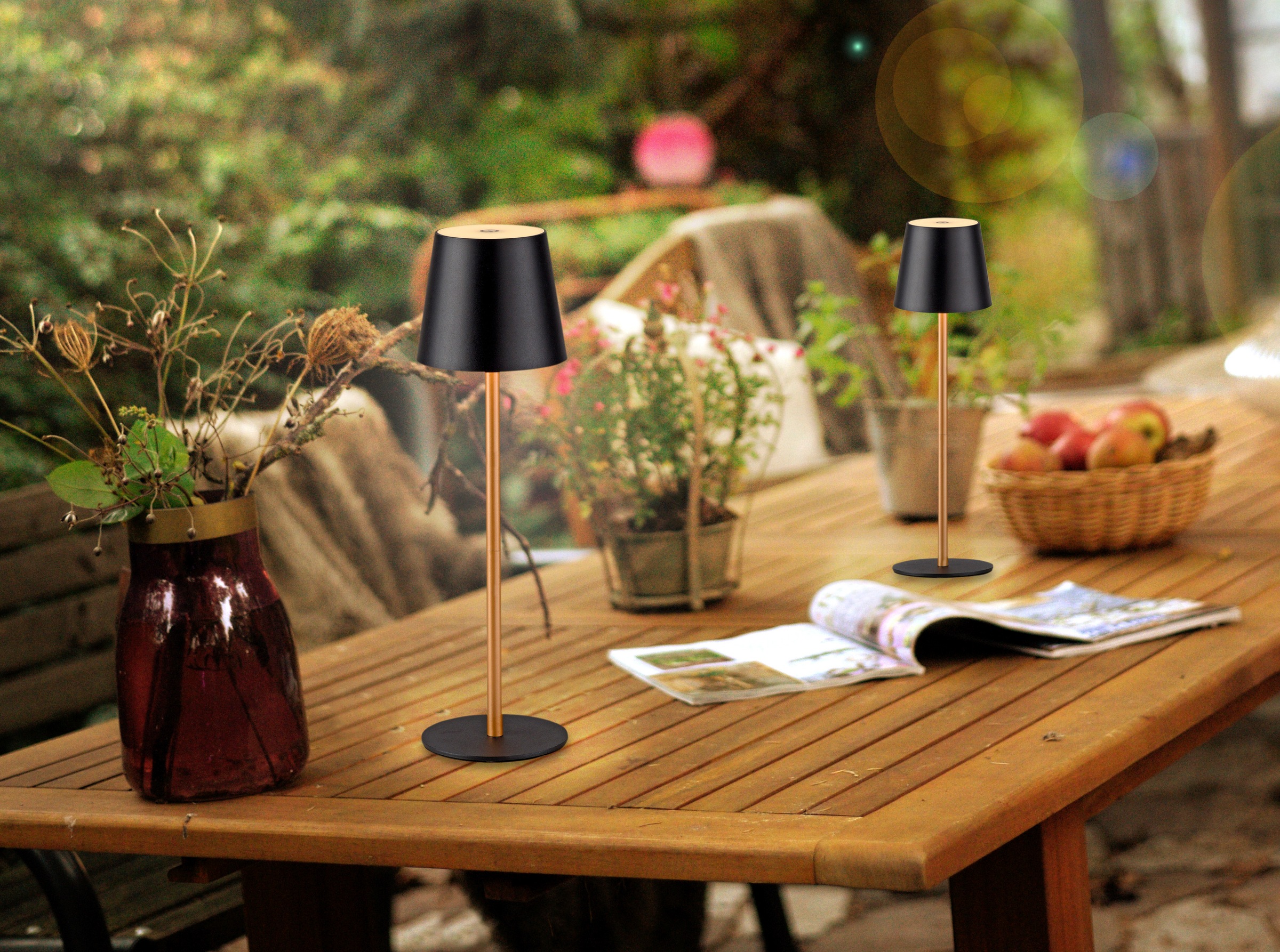 JUST LIGHT LED Tischleuchte »EURIA, 2er Set« LED-Board 2 Stk. Warmweiß LED Akku Tischlampe