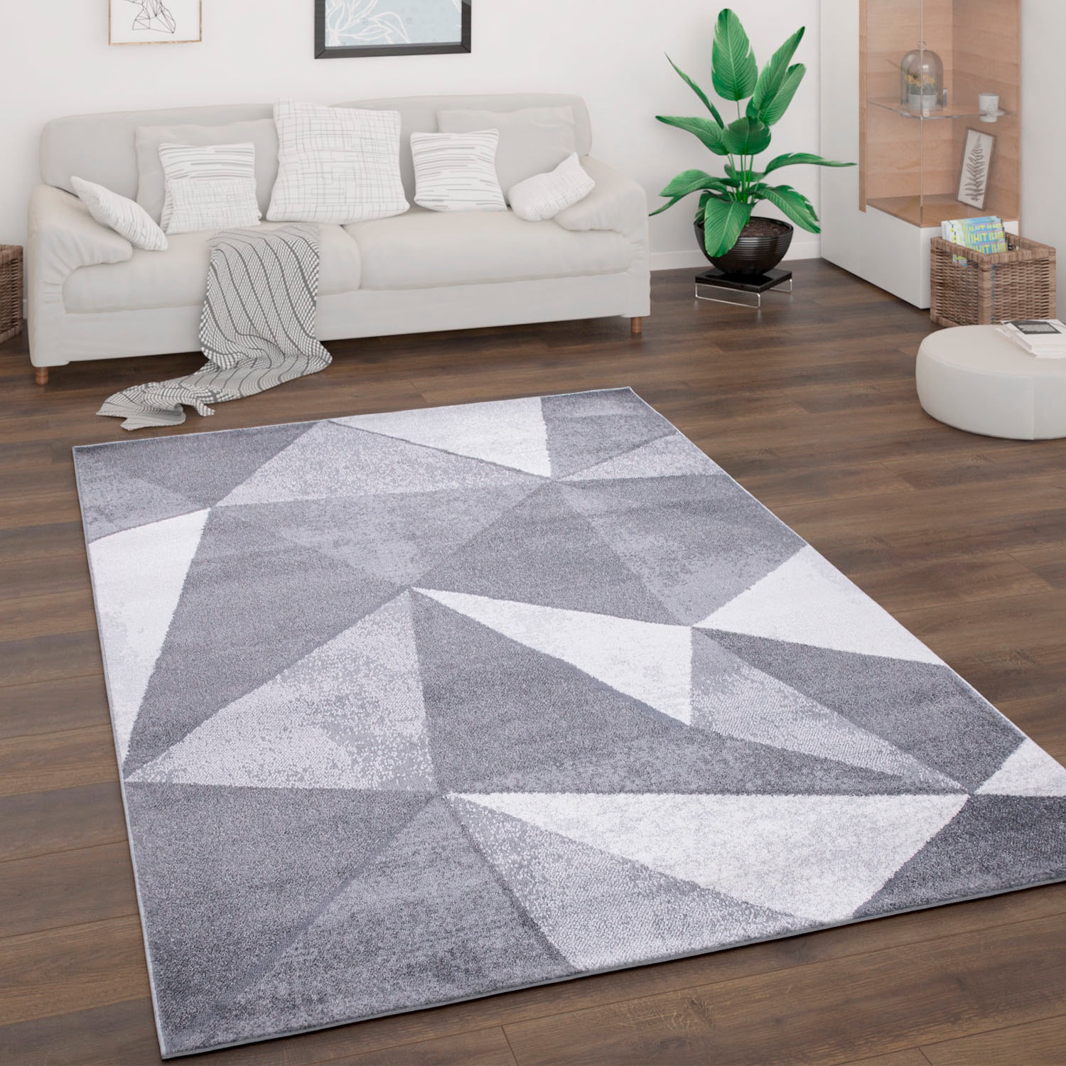 Paco Home Teppich »Bari 874«, rechteckig, 13 mm Höhe, Kurzflor, modernes geometrisches Design, Used-Look