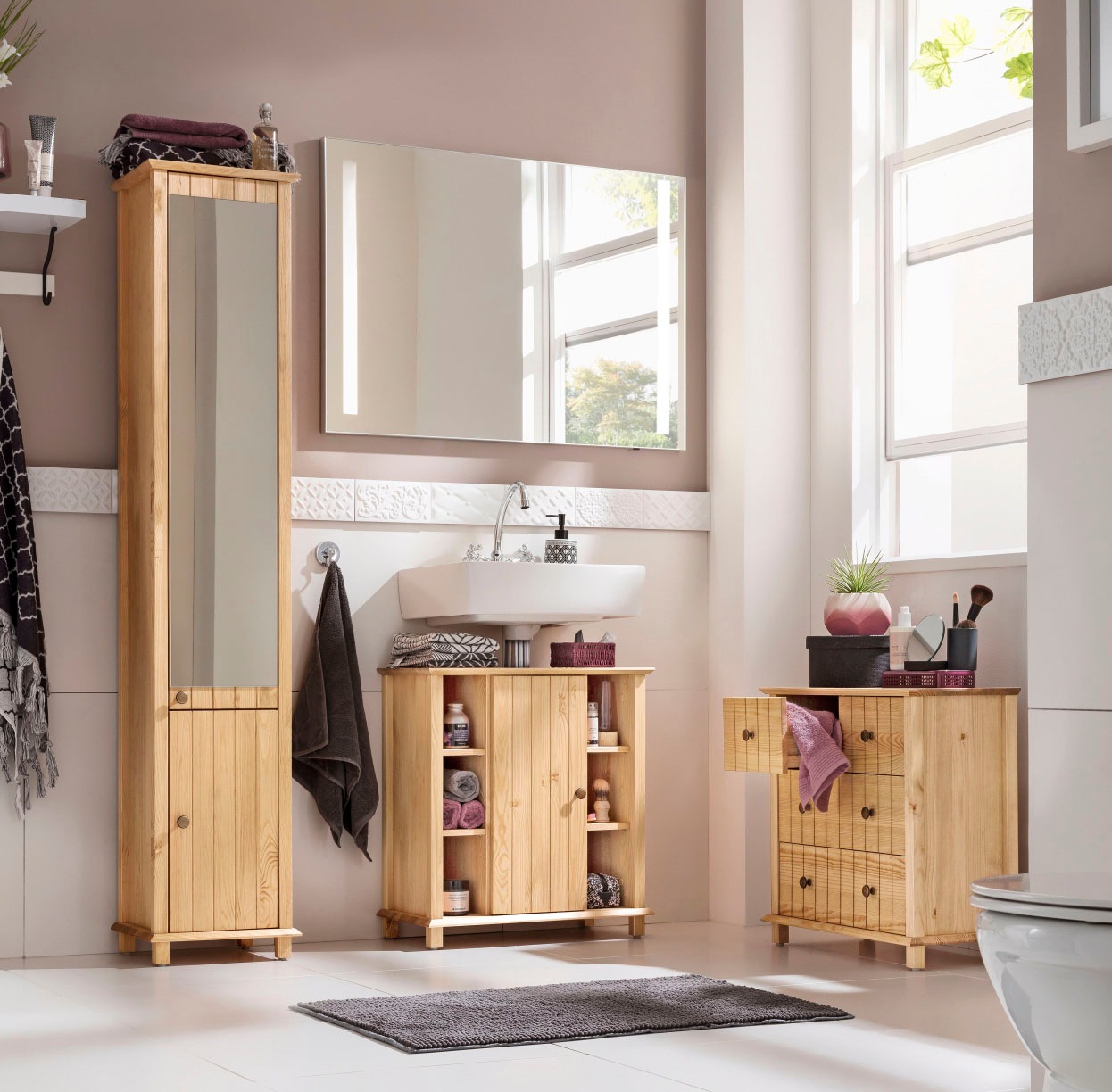 kaufen 6 Landhaus-Look, mit Badezimmerschrank Fächern affaire Home online Waschbeckenunterschrank »Vili«, im
