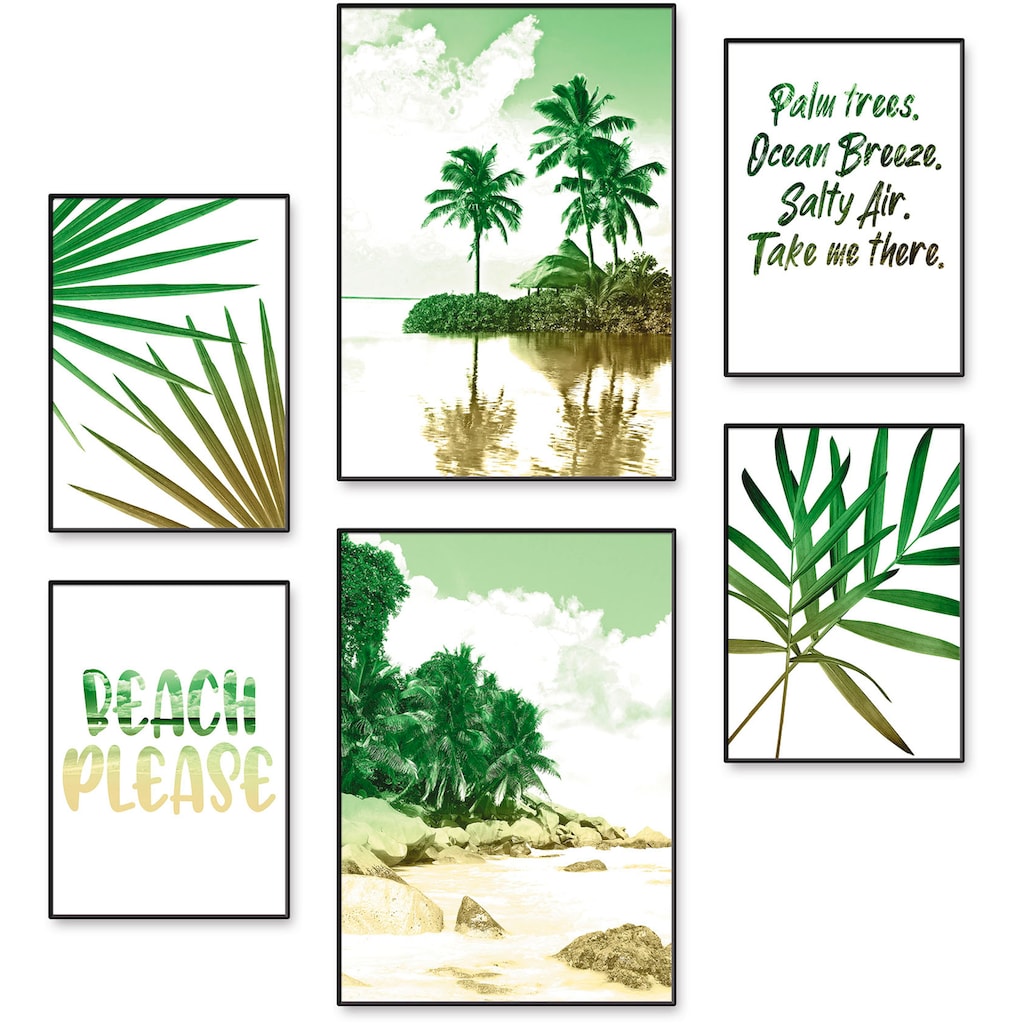 Artland Poster »Palmen, Strand & Meer«, Bäume, (6 St.)
