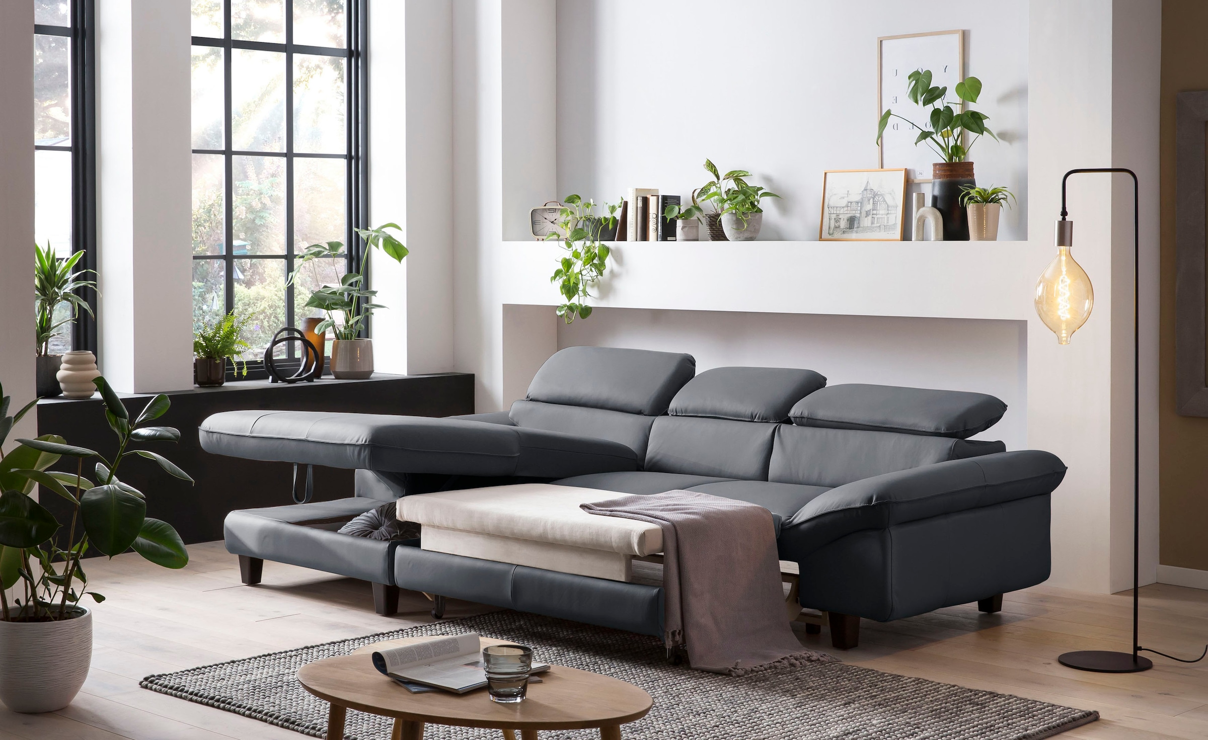 Home affaire Ecksofa »Pilot L-Form«, mit Kopfteilverstellung, wahlweise mit Bettfunktion & Bettkasten