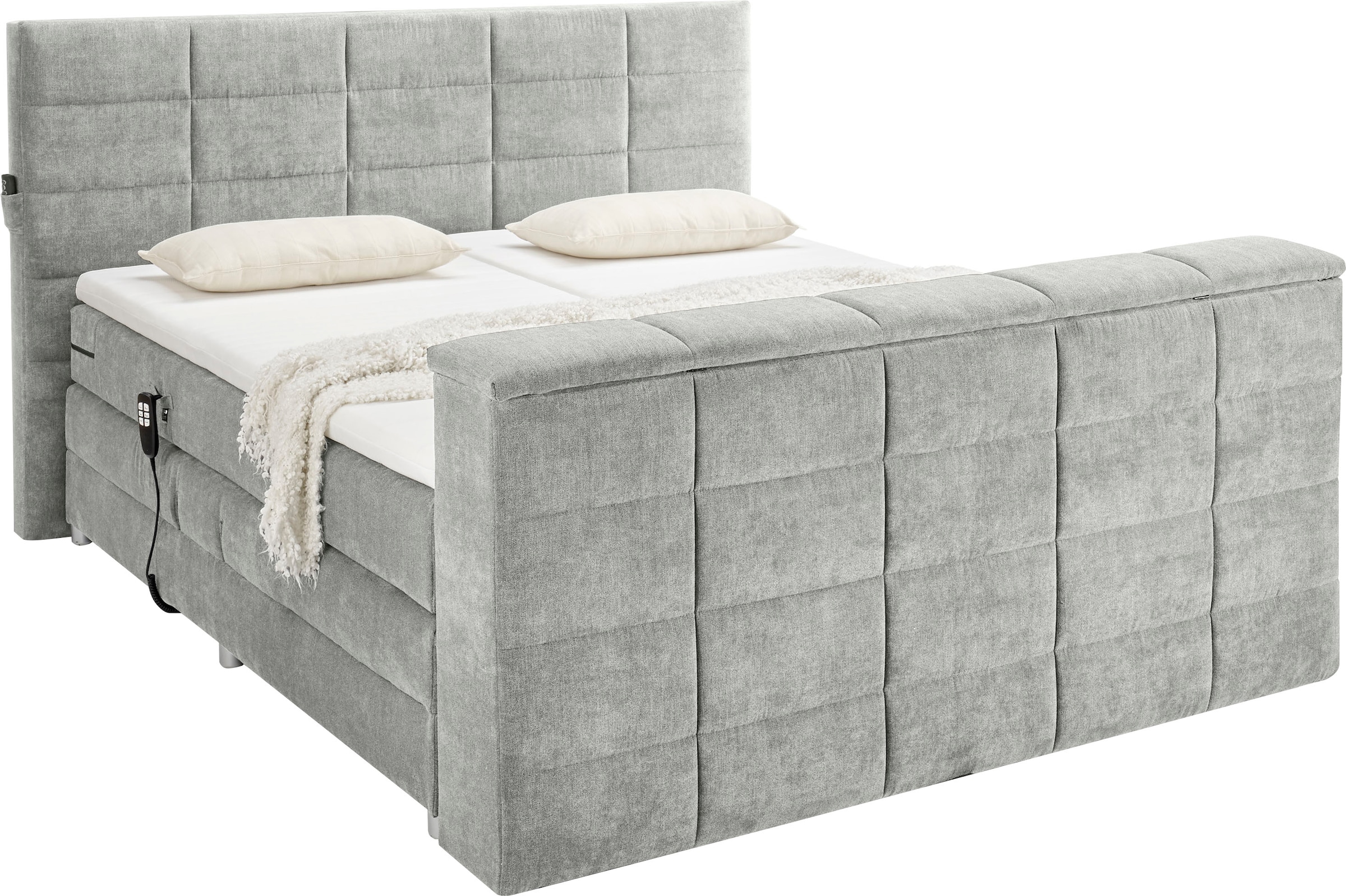 ED EXCITING DESIGN Boxspringbett »Denver«, inkl. Motorverstellung, Duo-Matratze, Topper, und motorisierter TV-Halterung bis 40 Zoll