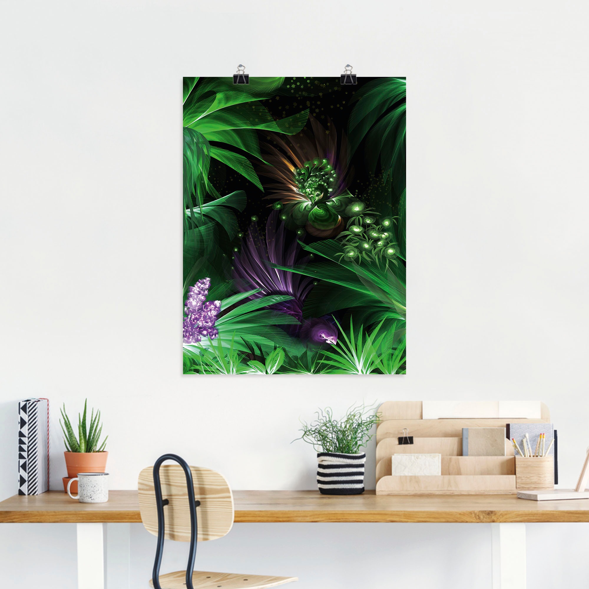 Artland Poster »Paradiesvögel im Wald«, Waldbilder, (1 St.), als Alubild, Leinwandbild, Wandaufkleber oder Poster in versch. Größen
