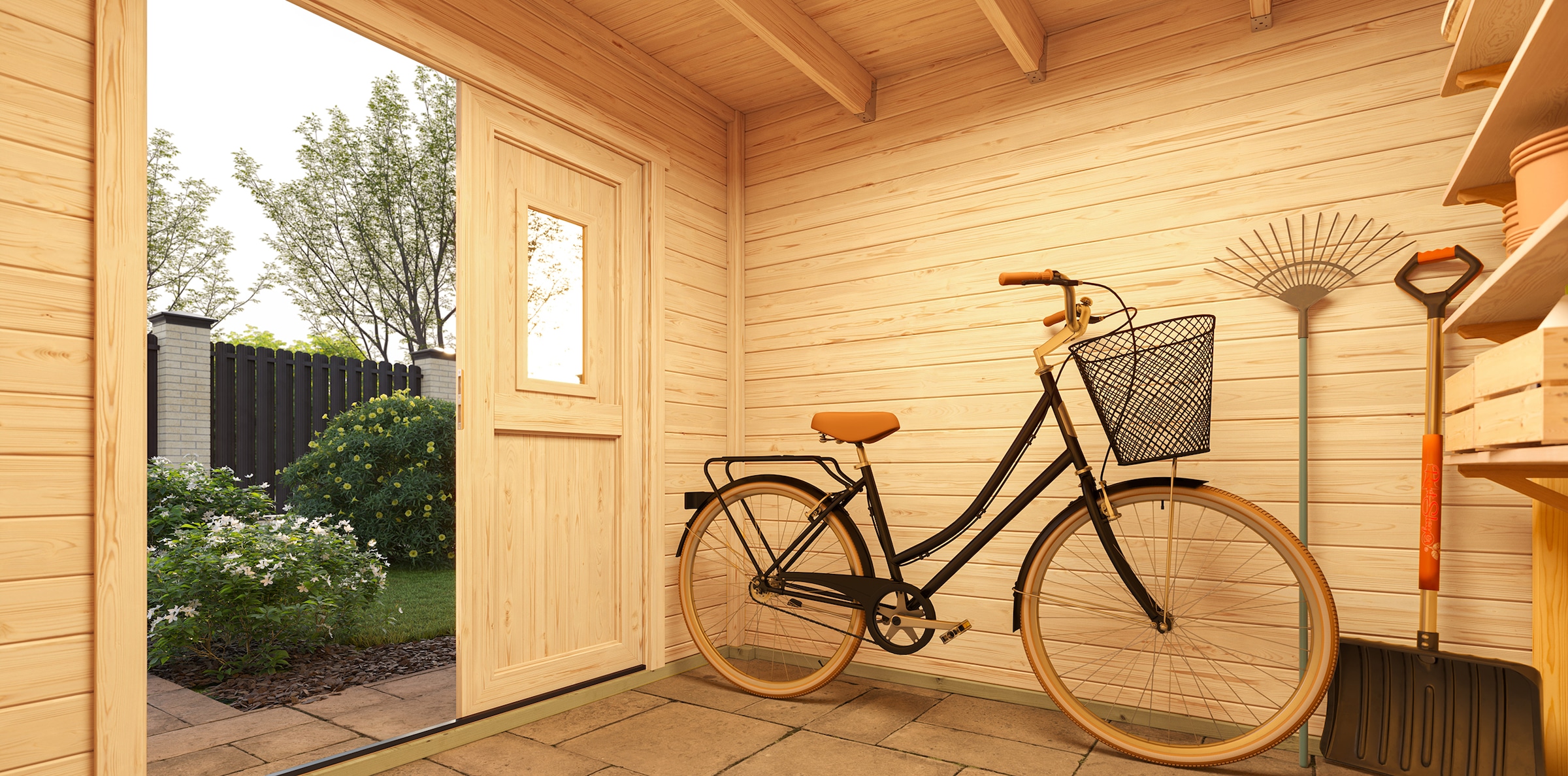 Nordic Holz Gartenhaus »Felix 2«, kleiner stilvoller Schuppen mit Flachdach