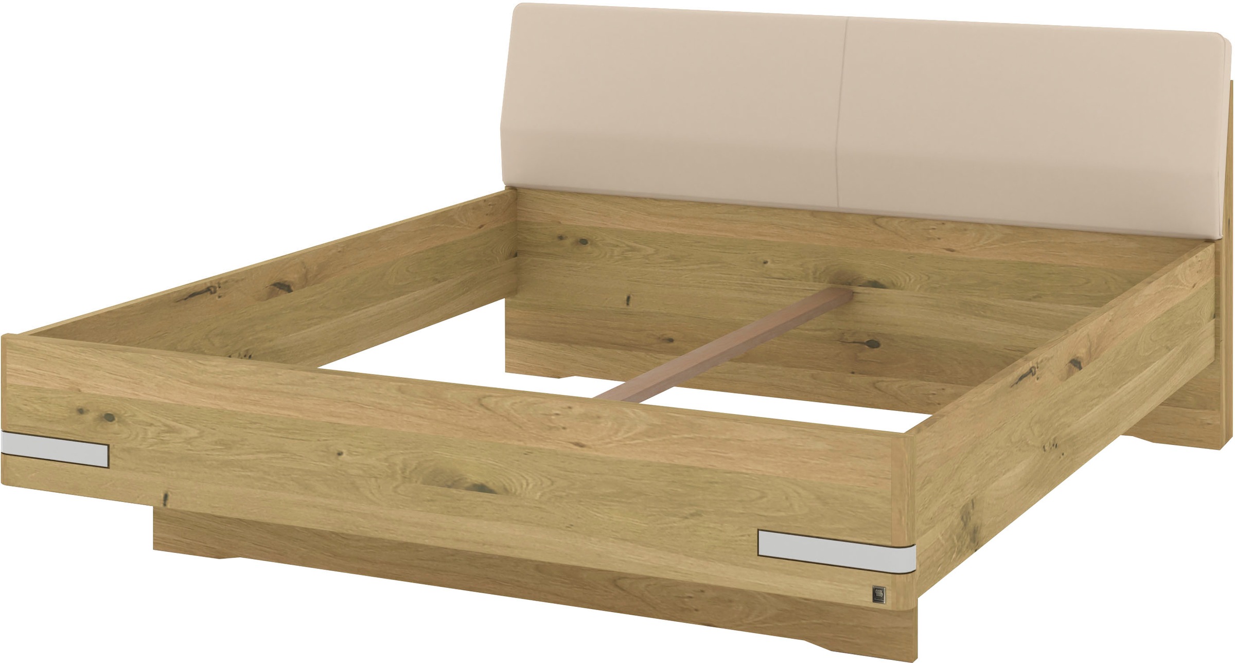 Musterring Holzbett »Savona«, (Belastbarkeit 220 Kg, 4-fache Liegehöhenverstellung, MADE IN GERMANY), Kopfteil Kunstleder Champagner, Details in Chrom, verschiedene Größen