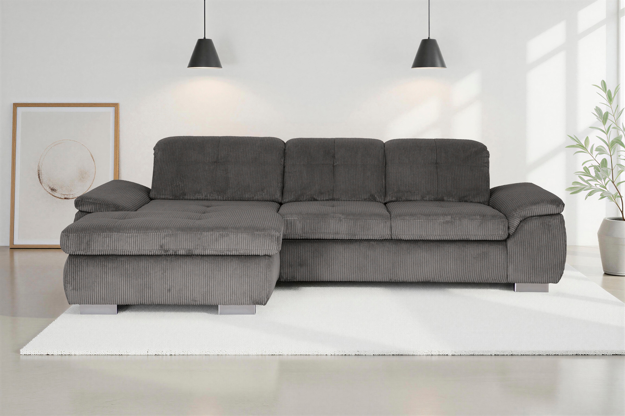 Die PlanBar Ecksofa »MP-IN16037 L-Form, Breite 289 cm, mit Kaltschaum-Polsterung« mit Sitztiefenverstellung & Zierkissen