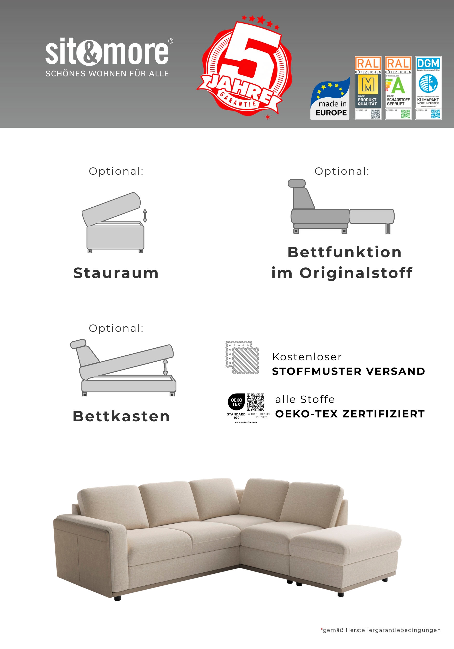 sit&more Polsterhocker »Cordoba« modernes Design