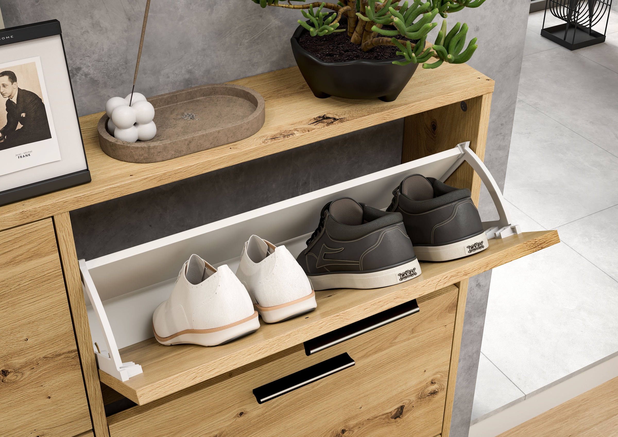 HBZ Schuhkommode »Sam Schuhkipper, Schuhschrank BxHxT 116x103x17 cm«, (1 St.), mit 6 Klappen