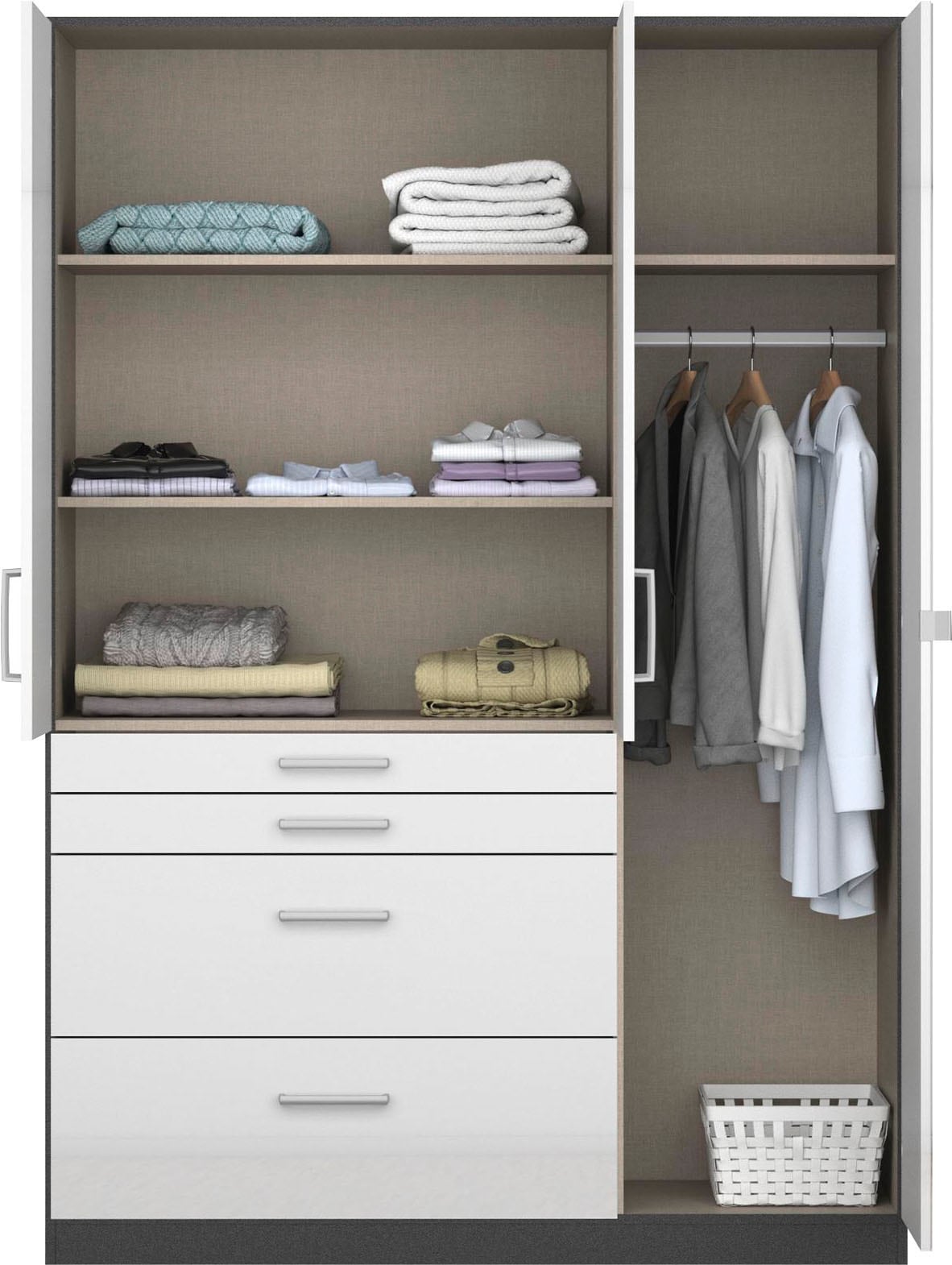 rauch Drehtürenschrank »Kleiderschrank Schrank Garderobe Garderobenschrank Topseller HOMBURG«, mit Spiegel, oberer Schubkasten mit Einteilung MADE IN GERMANY