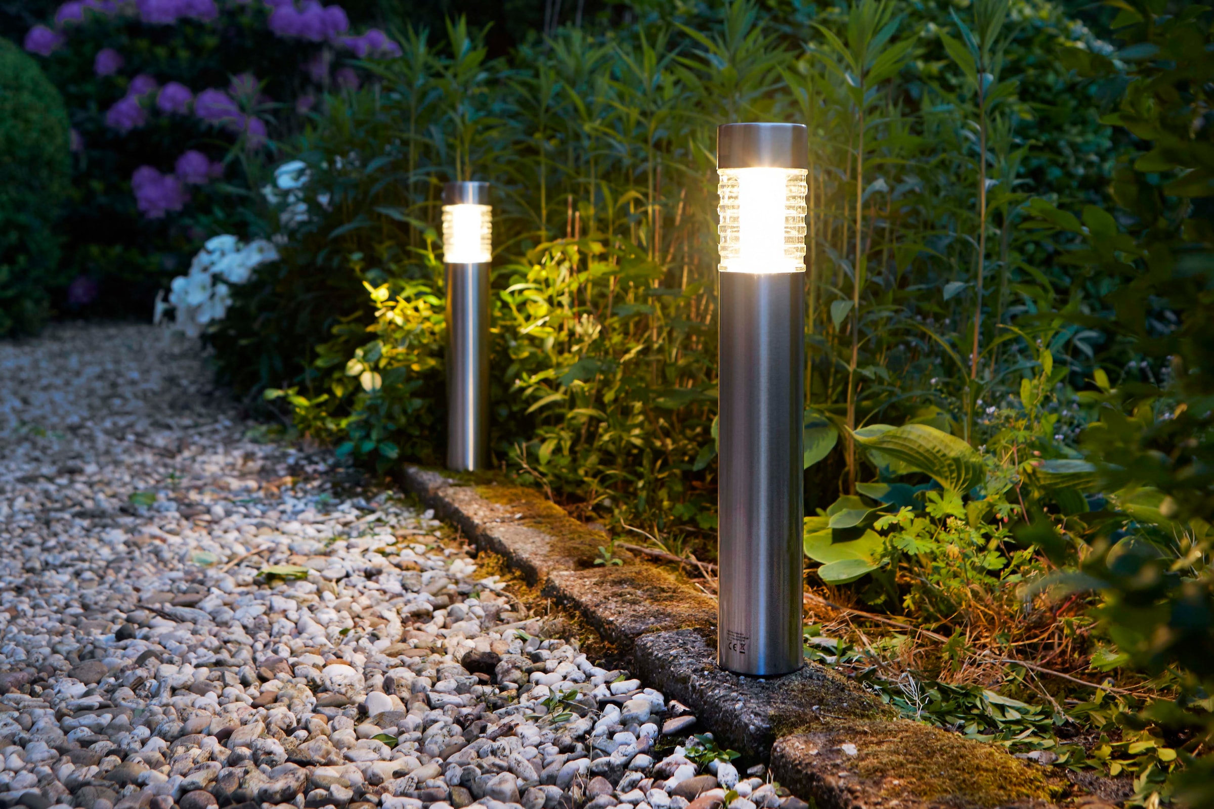 LUXFORM Gartenleuchte »Solar-Gartenleuchten Tacoma 5 Lumen - 3 Stück«, Leuchtmittel LED-Modul | LED fest integriert, Aus Edelstahl & Glas gefertigt
