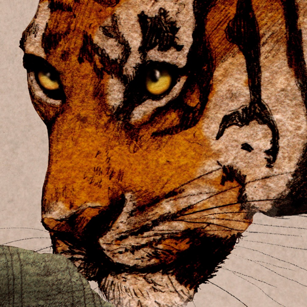 Komar Fototapete »Digitaldruck Vlies - Tiger Jungle - Größe 400 x 250 cm«, bedruckt, Wohnzimmer, Schlafzimmer