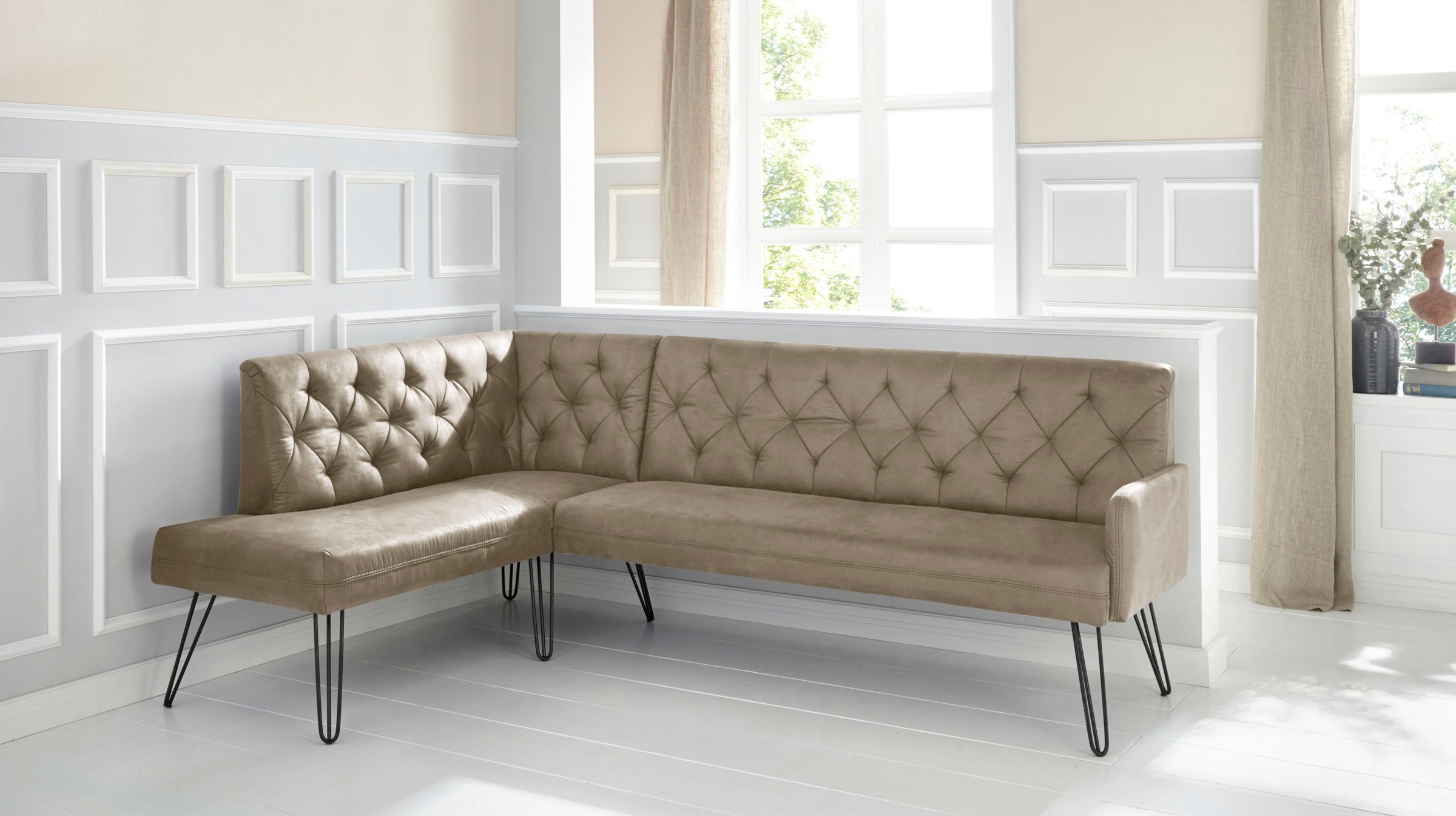 exxpo - sofa fashion Eckbank "Doppio, Chesterfield Optik, komfortabel und b günstig online kaufen