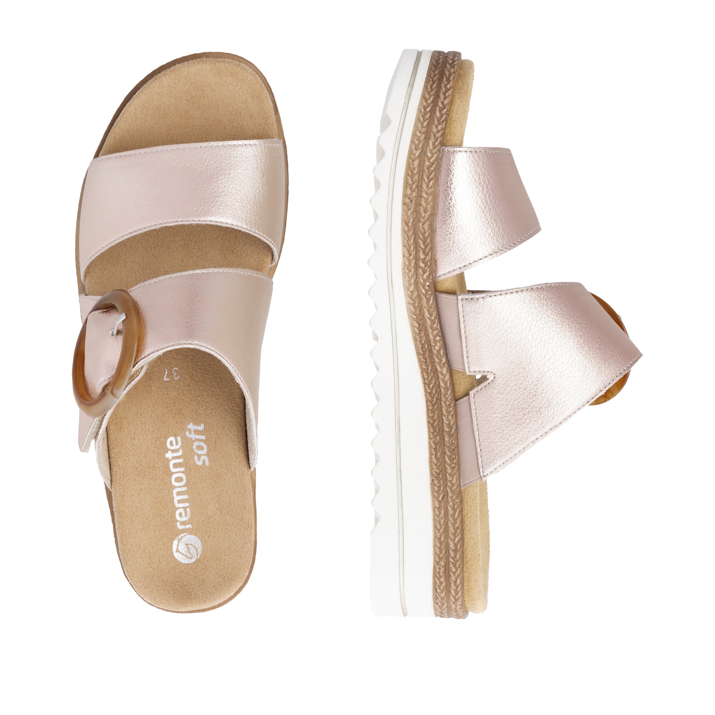 Remonte Pantolette, Keilabsatz, Sommerschuh, Schlappen mit Zierschnalle