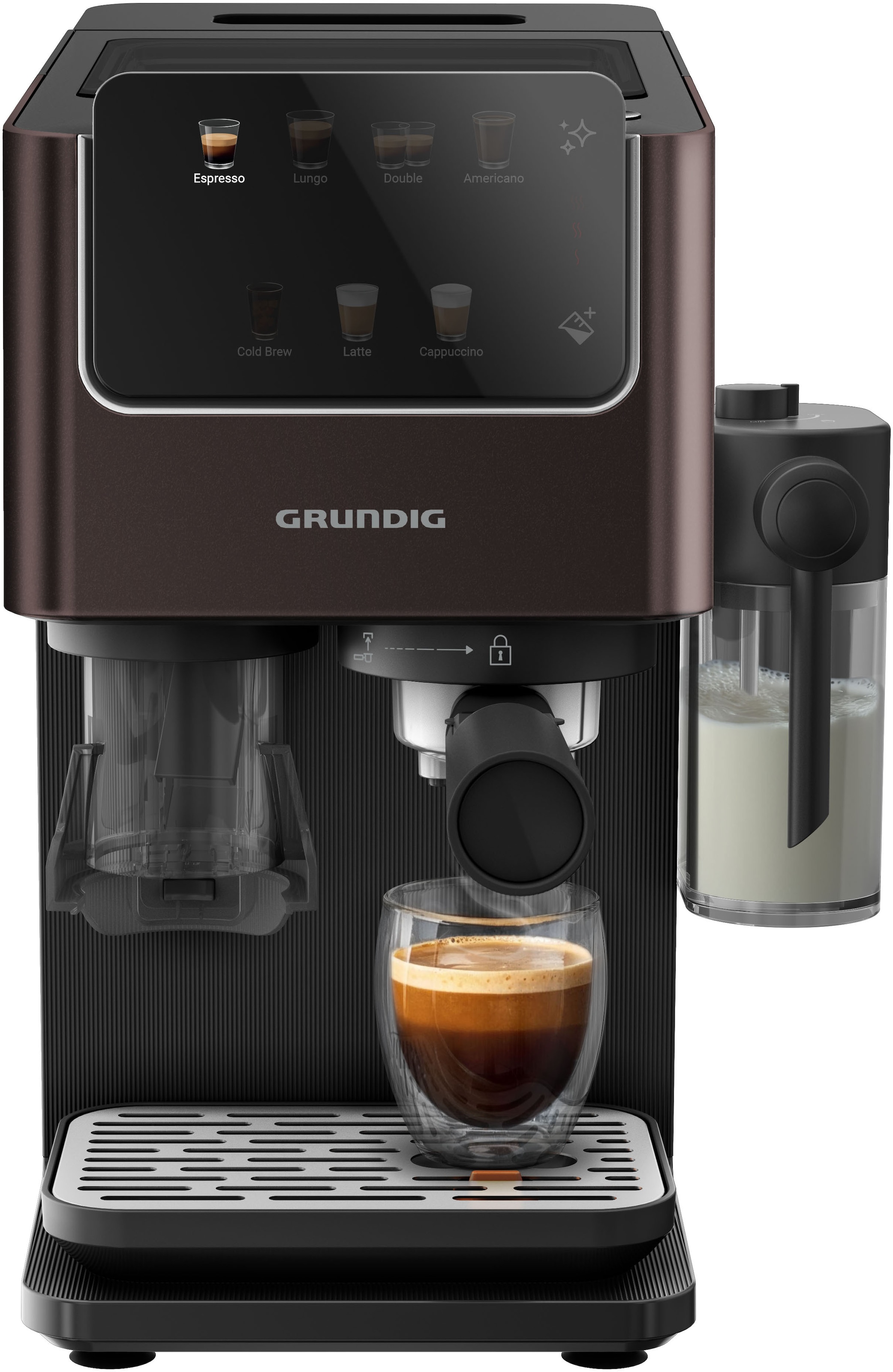 Grundig Siebträgermaschine »KSM 8530« 1688W Kaffeevollautomat mit 20 Bar, Touch & CreamyPro™
