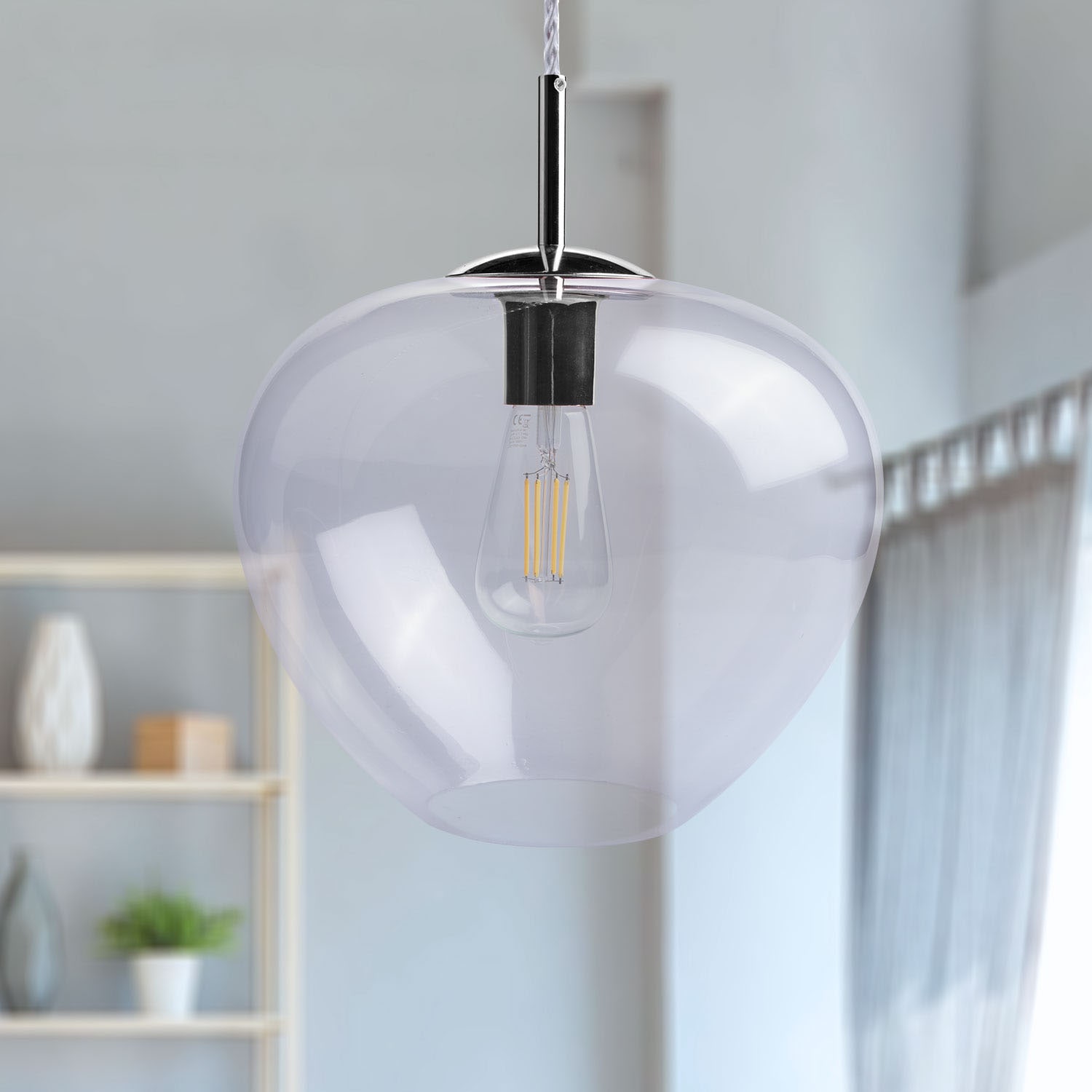 Paco Home Pendelleuchte »Stela«, 1 flammig, Leuchtmittel E27 | ohne Leuchtmittel, Deckenlampe LED Wohnzimmer Schlafzimmer Höhenverstellbar Glas E27