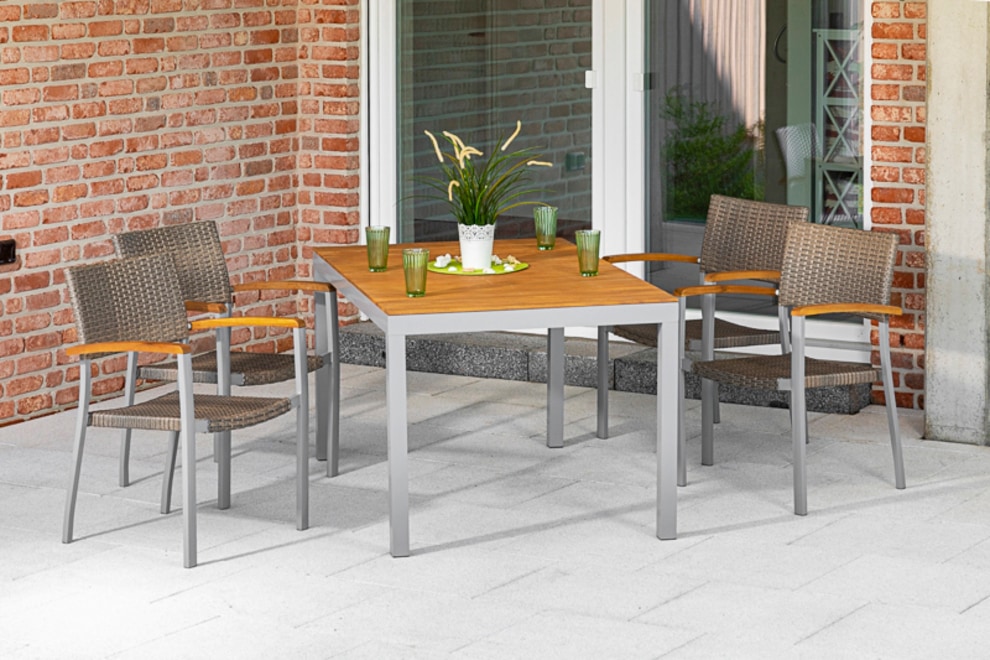 MERXX Garten-Essgruppe »Silano« 5 Stk. tlg. 4 stapelbare Gartensessel, Gart günstig online kaufen