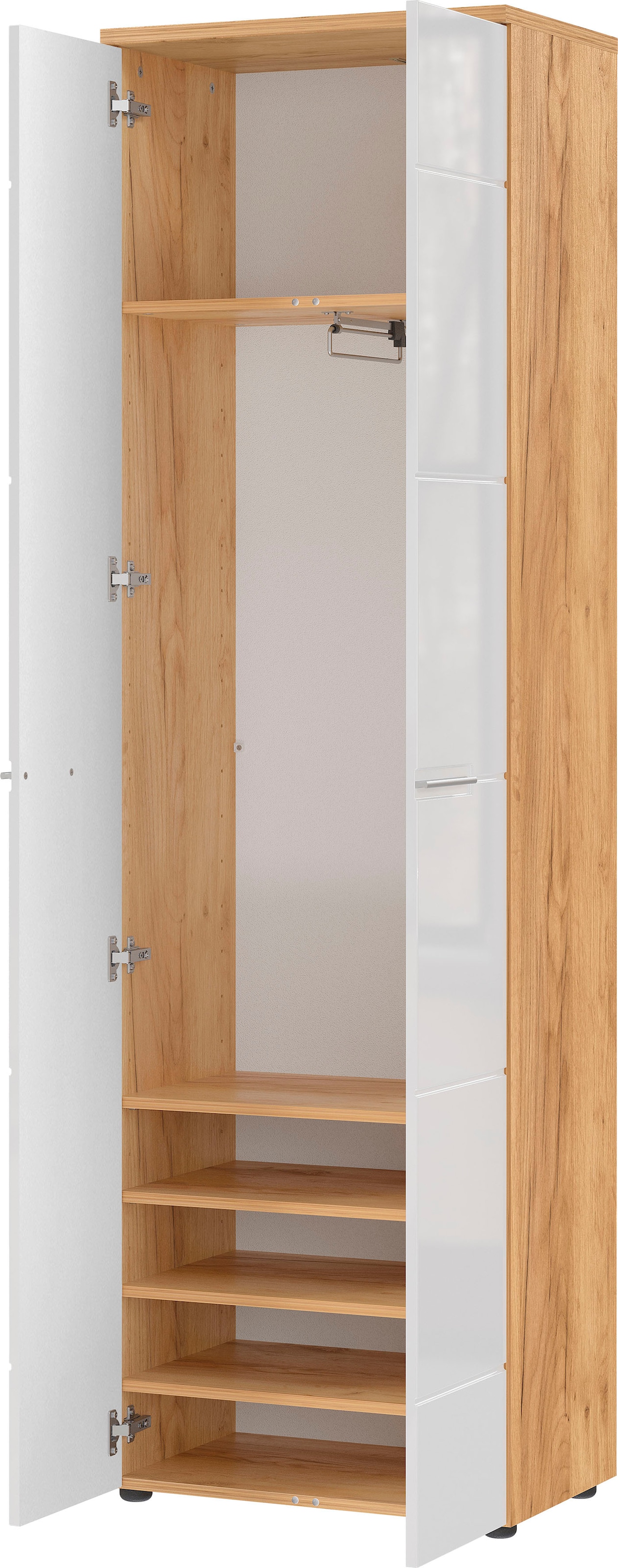 GERMANIA Garderobenschrank »Aledo«, mit ausziehbarer Kleiderstange, Front in Hochglanz