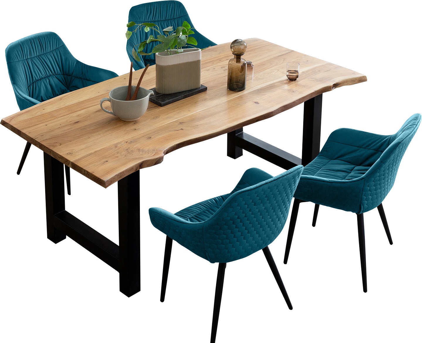 SalesFever Essgruppe »Esszimmerausstattung aus Holz und Metall«, (Set, 5 tl günstig online kaufen