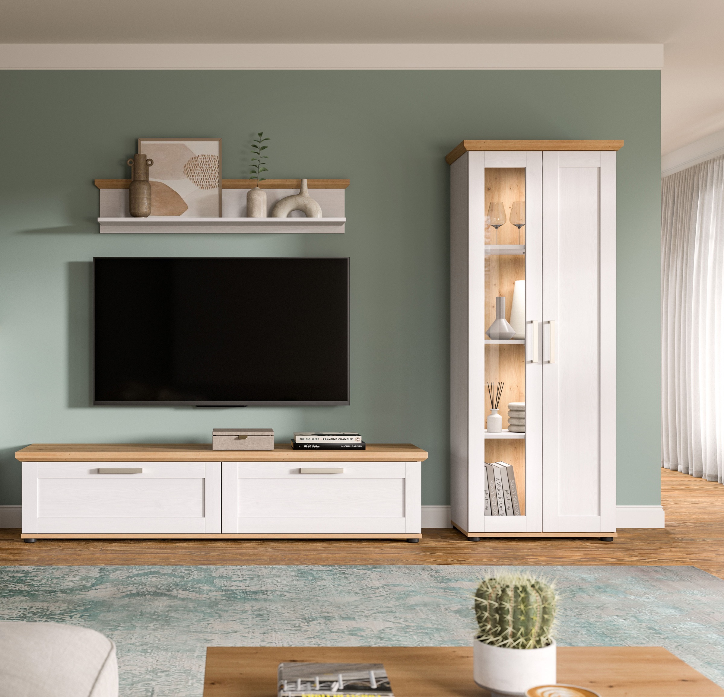 Home affaire Wohnwand »Cosenza«, (Set, 3 St.), Cosenza, Breite: 336 cm, Vit günstig online kaufen