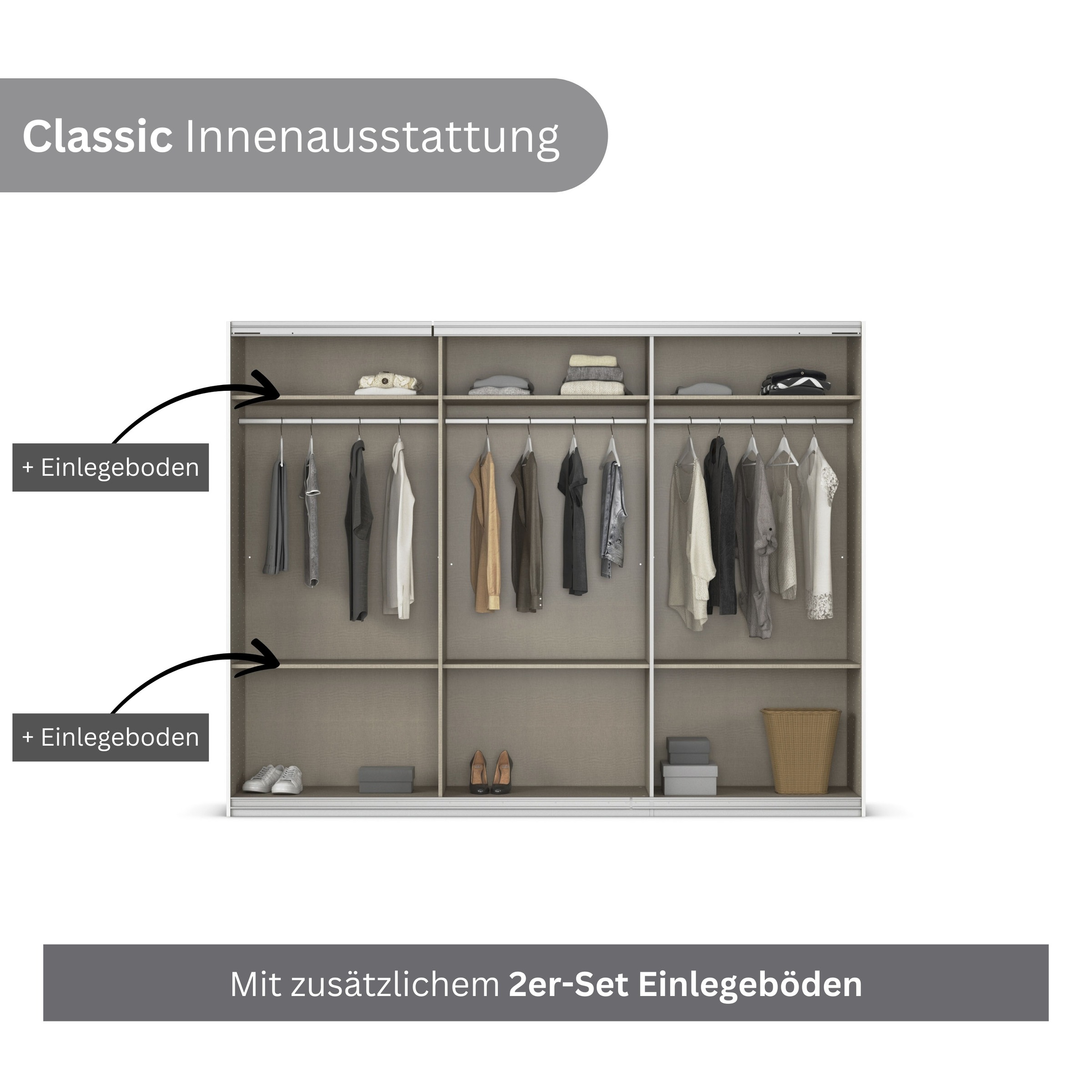 INOSIGN Schwebetürenschrank »Ferris«, BESTSELLER, Schrank Breite 2,71m, Schlafzimmerschrank in 3 Ausführungen