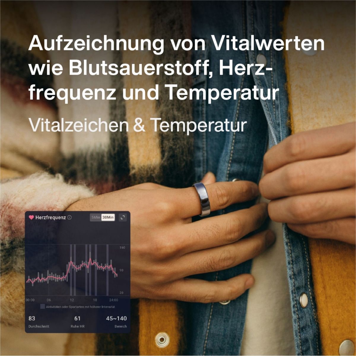 RingConn Smart Ring »Gen2 - der perfekte Begleiter für Ihre Gesundheit und Fitness« eine gratis App bietet detaillierte Einblicke in die Gesundheitsdaten