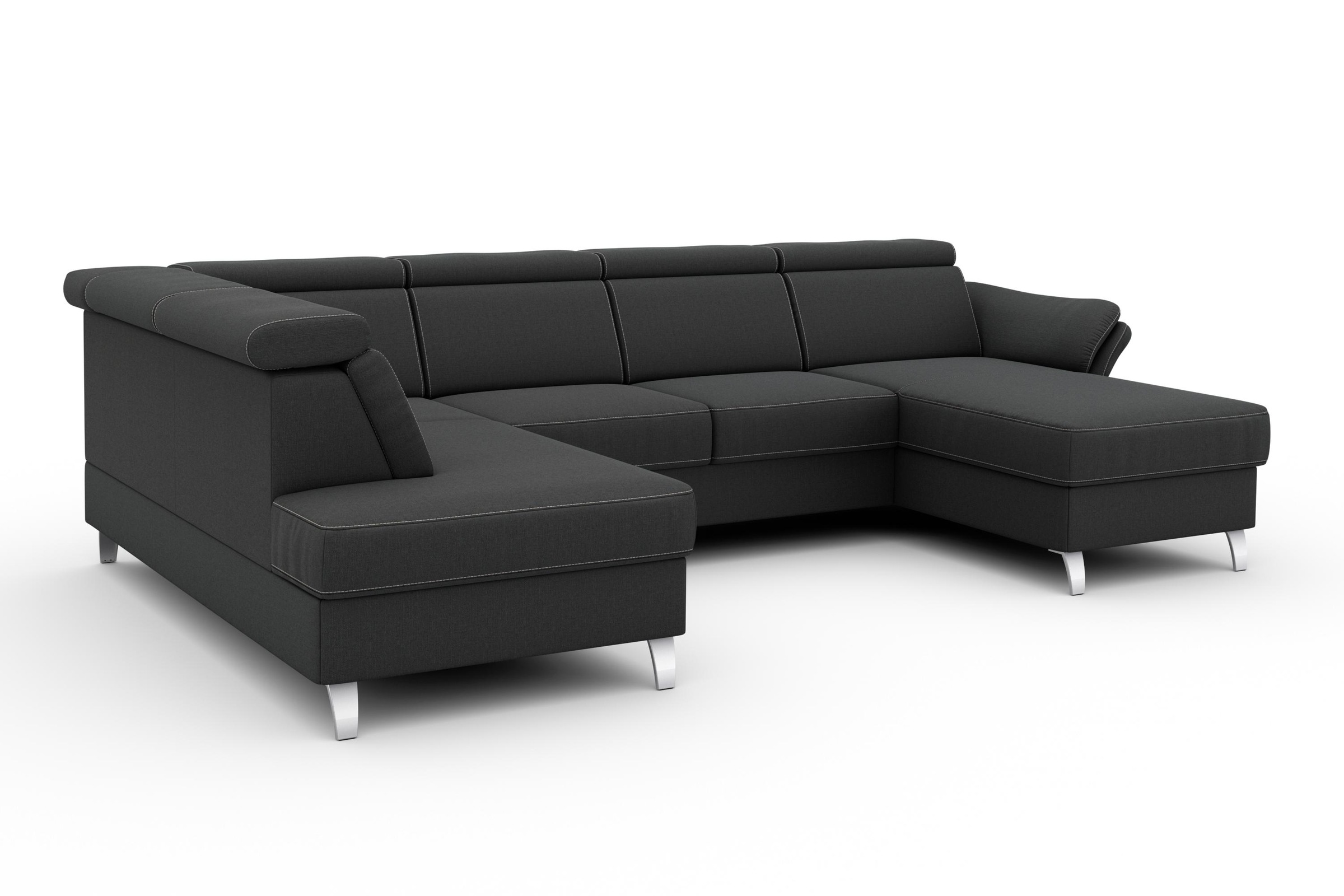 sit&more Wohnlandschaft »Vincenzo U-Form«, inklusive Kopfteilverstellung, wahlweise mit Bettfunktion, Bettkasten