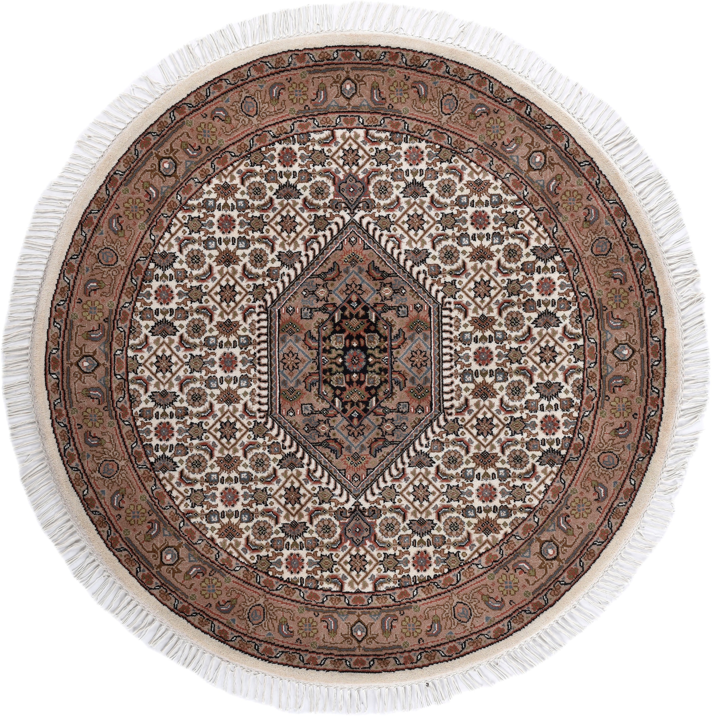THEKO Orientteppich »Benares Bidjar«, rund, 12 mm Höhe, reine Wolle, handgeknüpft, mit Fransen
