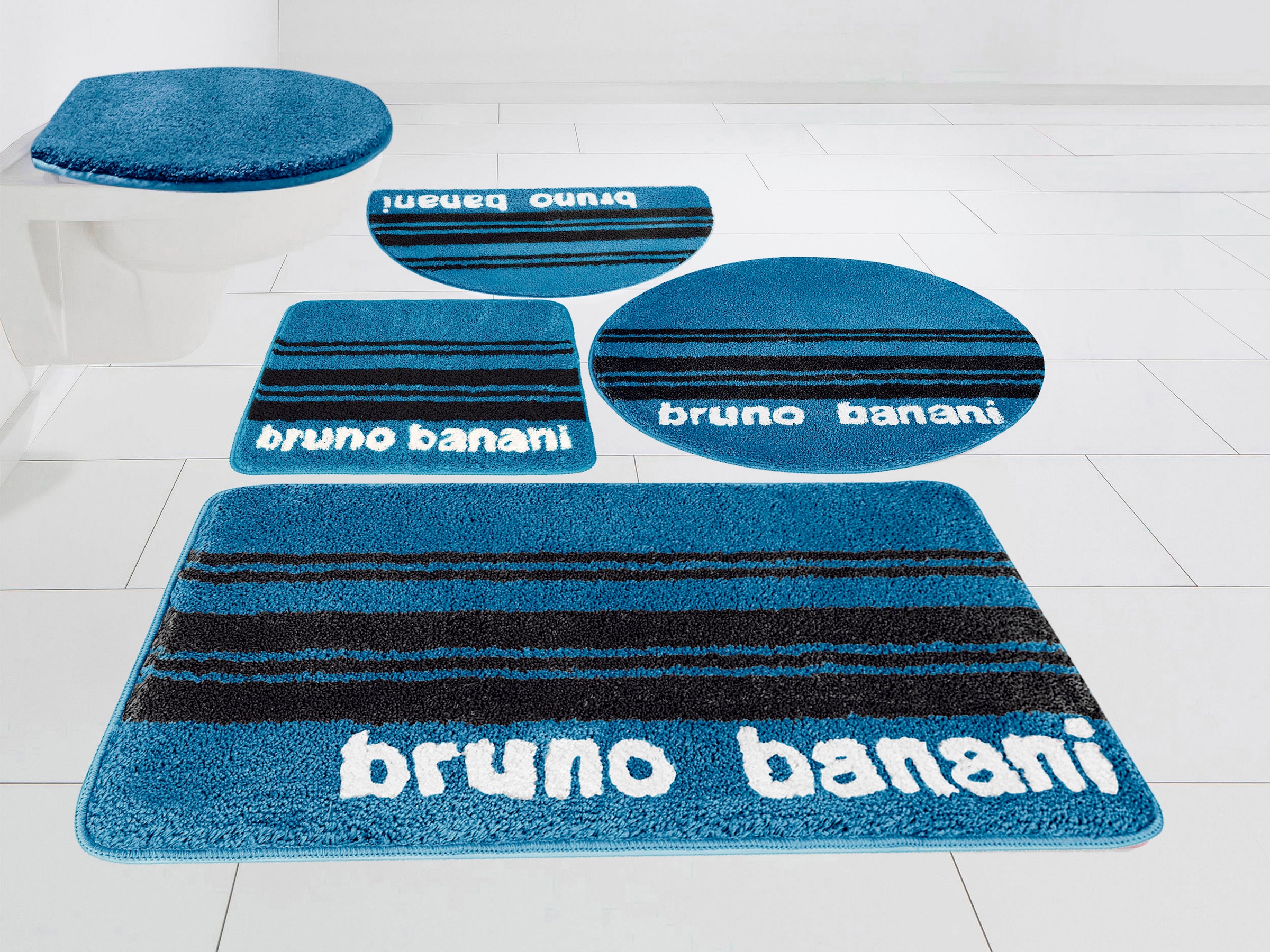 Bruno Banani Badematte »Daniel«, rutschhemmend beschichtet, fußbodenheizungsgeeignet-strapazierfähig-schnell trocknend, mit Streifen, Badteppich, Badematten auch als 3 tlg. Set erhältlich