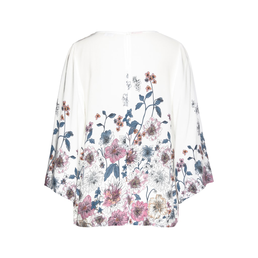 LASCANA Schlupfbluse, mit Blumenprint und Trompetenärmeln, Blusenshirt, sommerlich