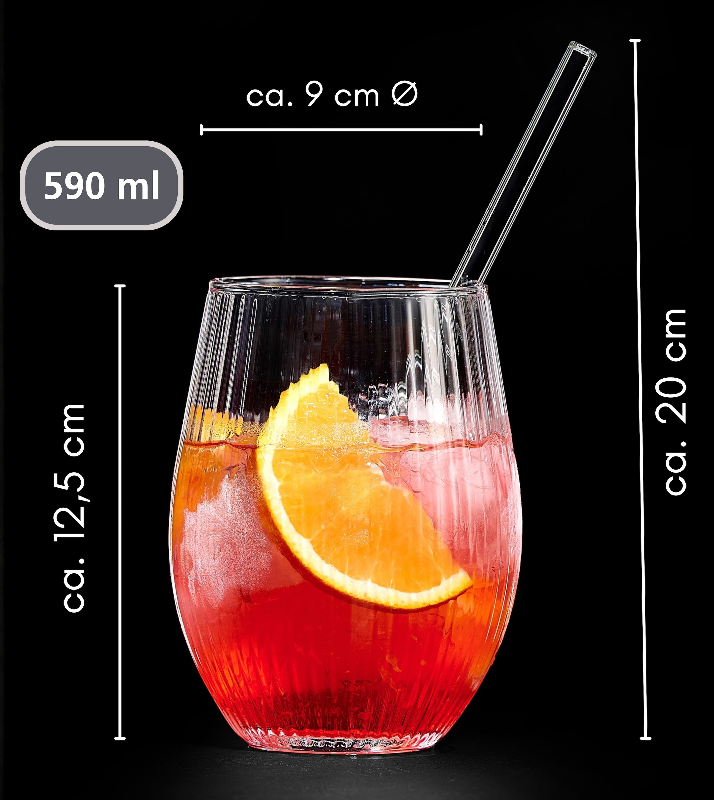 Ritzenhoff & Breker Gläser-Set »Spritz, Longdrinkglas« inkl. Glas-Trinkhalme, 590 ml, spülmaschinenfest