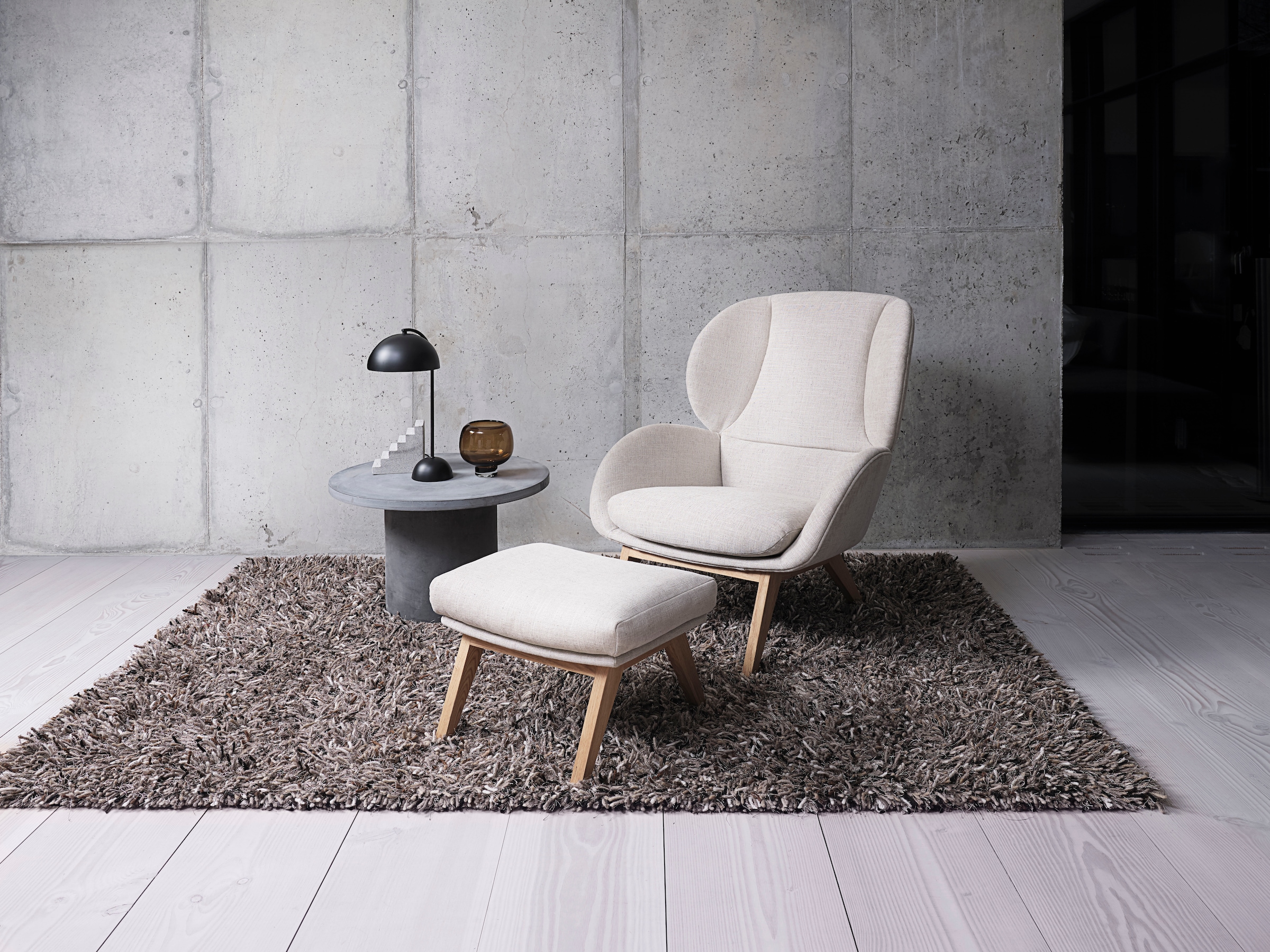 FLEXLUX Ohrensessel »Adria«, Stil & Komfort, organische Form, Fuß Eiche günstig online kaufen
