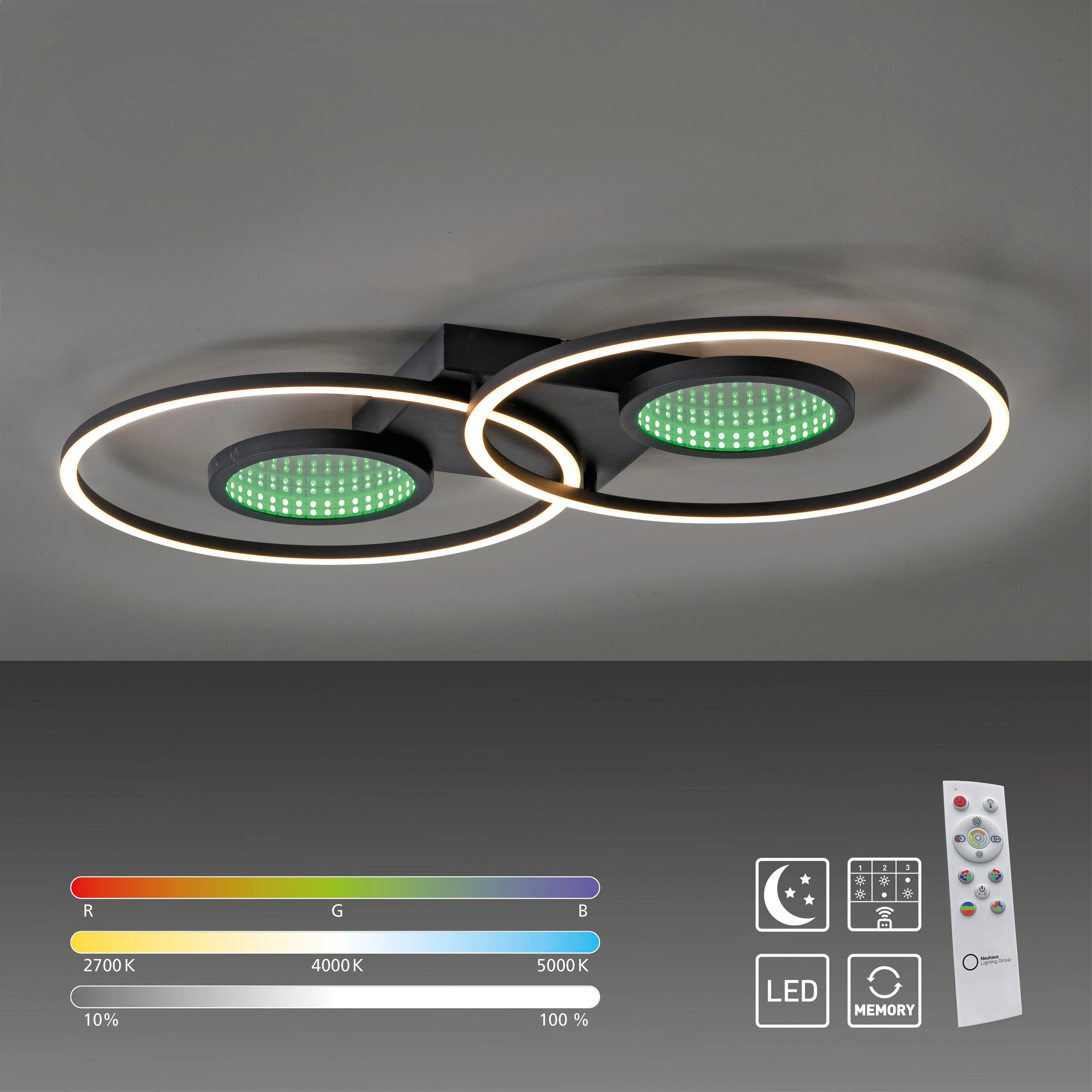 JUST LIGHT Deckenleuchte »TUNEL«, 2 flammig, Leuchtmittel LED-Board   LED f günstig online kaufen