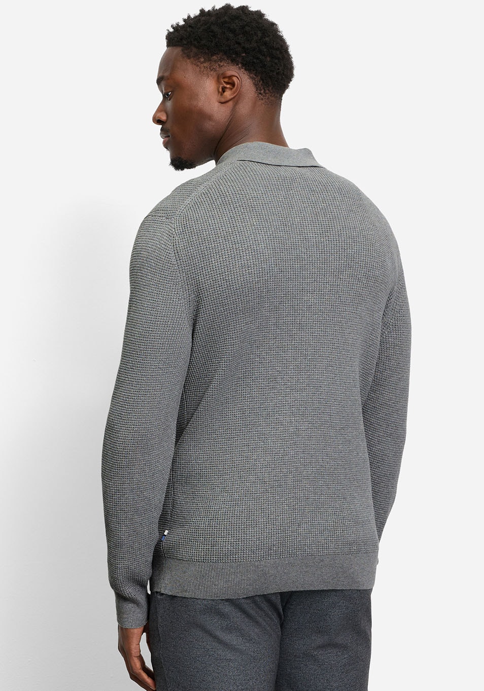OLYMP Polokragenpullover »Waffle Structure Pullover« strukturiert, unifarben, regular fit, Strick