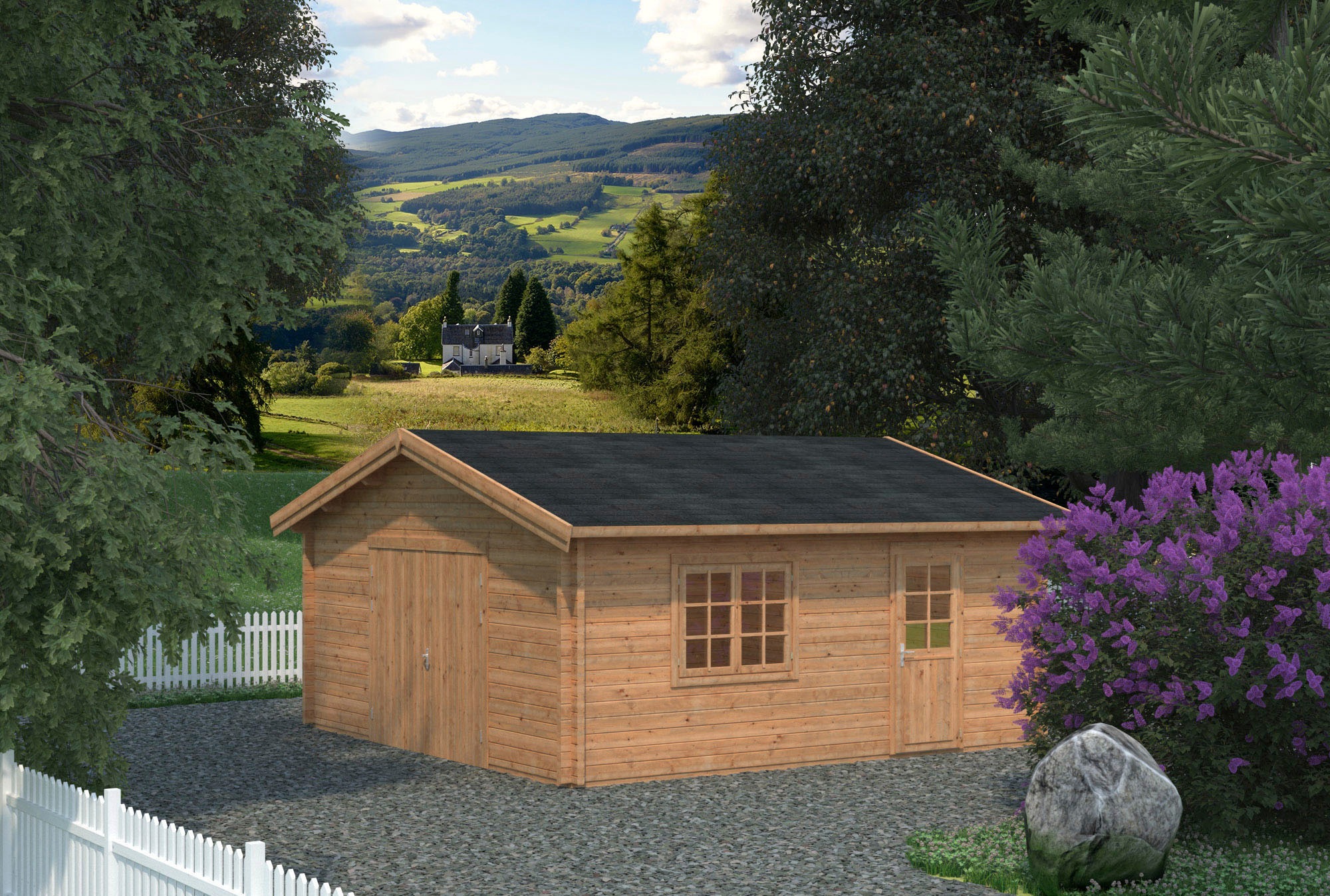 Palmako Garage »Roger«, BxTxH: 622x596x312 cm, mit Holztor, hellbraun