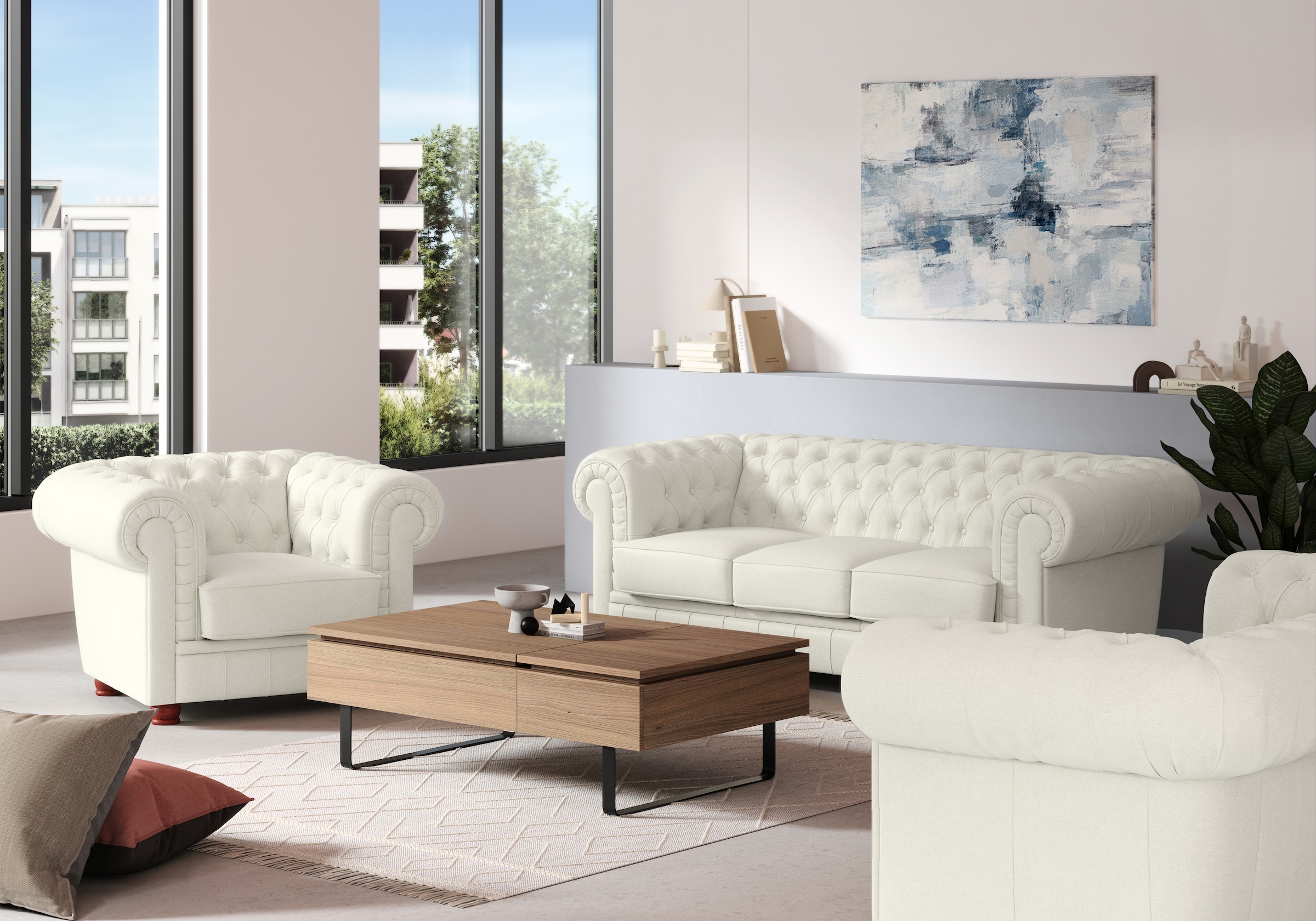 Max Winzer® Chesterfield-Sofa »Kent 2-Sitzer, edel und bequem, hochwertige Detailverarbeitung«, mit aufwendiger Knopfheftung, komfortable Armlehne, Breite 175 cm