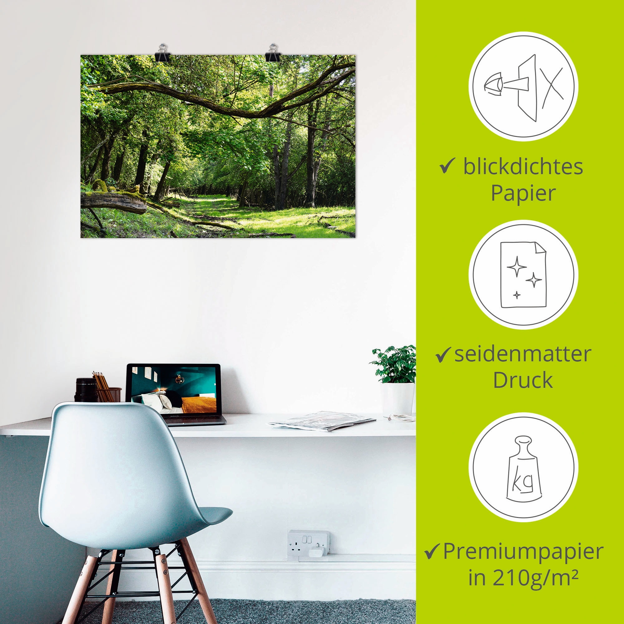 Artland Wandbild »Auf grünem Weg durch den grünen Wald«, Wald, (1 St.), als Alubild, Outdoorbild, Leinwandbild, Poster in verschied. Größen