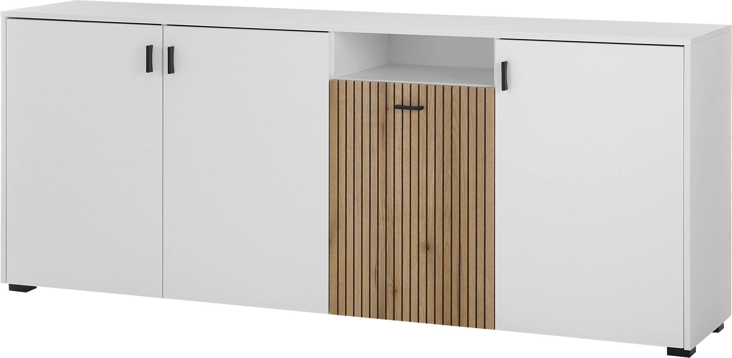 INOSIGN Sideboard »Hudson«, in moderner Trendfarbe, Griffe aus Metall (Schwarz), Breite 200 cm