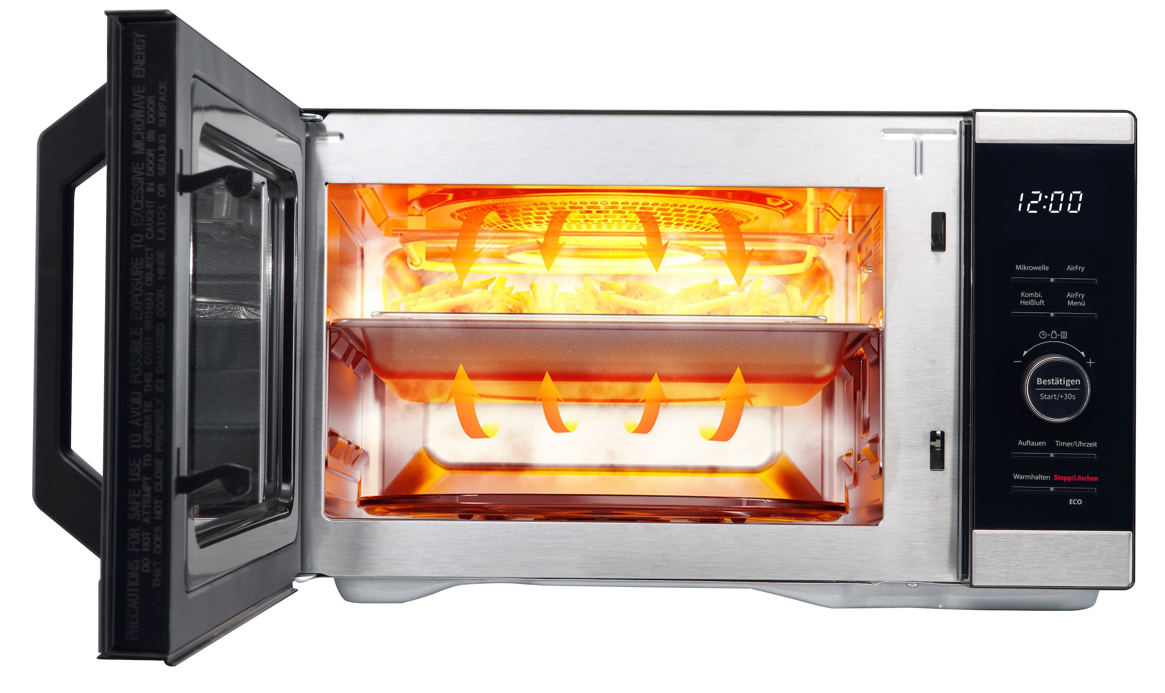 Hanseatic Mikrowelle »HM26SB3M«, Mikrowelle-Heißluft-Umluft, 1400 W, 3 in 1: Mikrowelle, Umluft und Heißluft, inkl. Grillkorb + Grillplatte