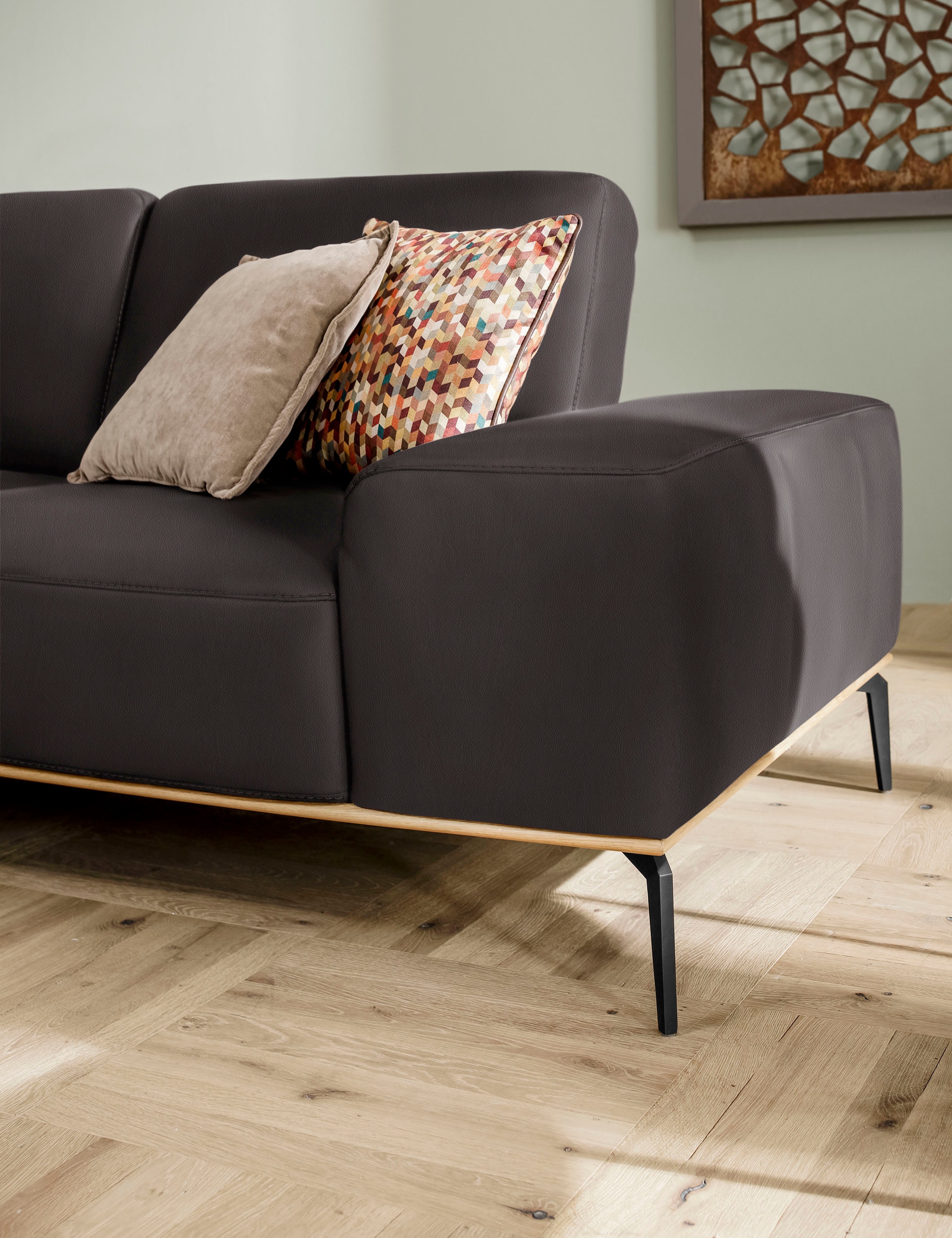 W.SCHILLIG Ecksofa »run, Designsofa mit tollem Sitzkomfort, bequem, L-Form«, mit Holzsockel, Füße in Schwarz pulverbeschichtet, Breite 299 cm