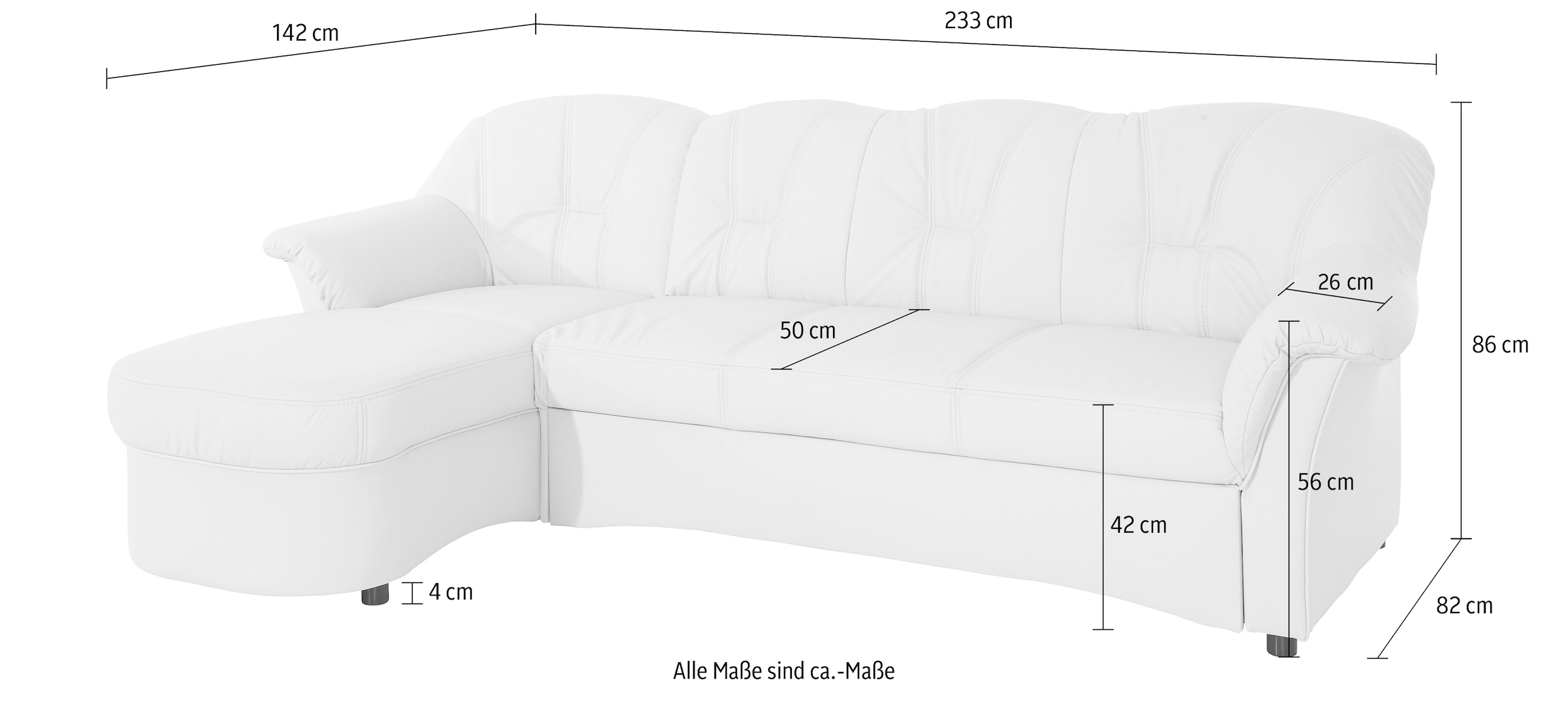 DOMO collection Ecksofa »Flores Schlafsofa, B/T/H: 233/142/86 cm, L-Form«, wahlweise mit Bettfunktion, wahlweise mit Federkern, auch in Leder