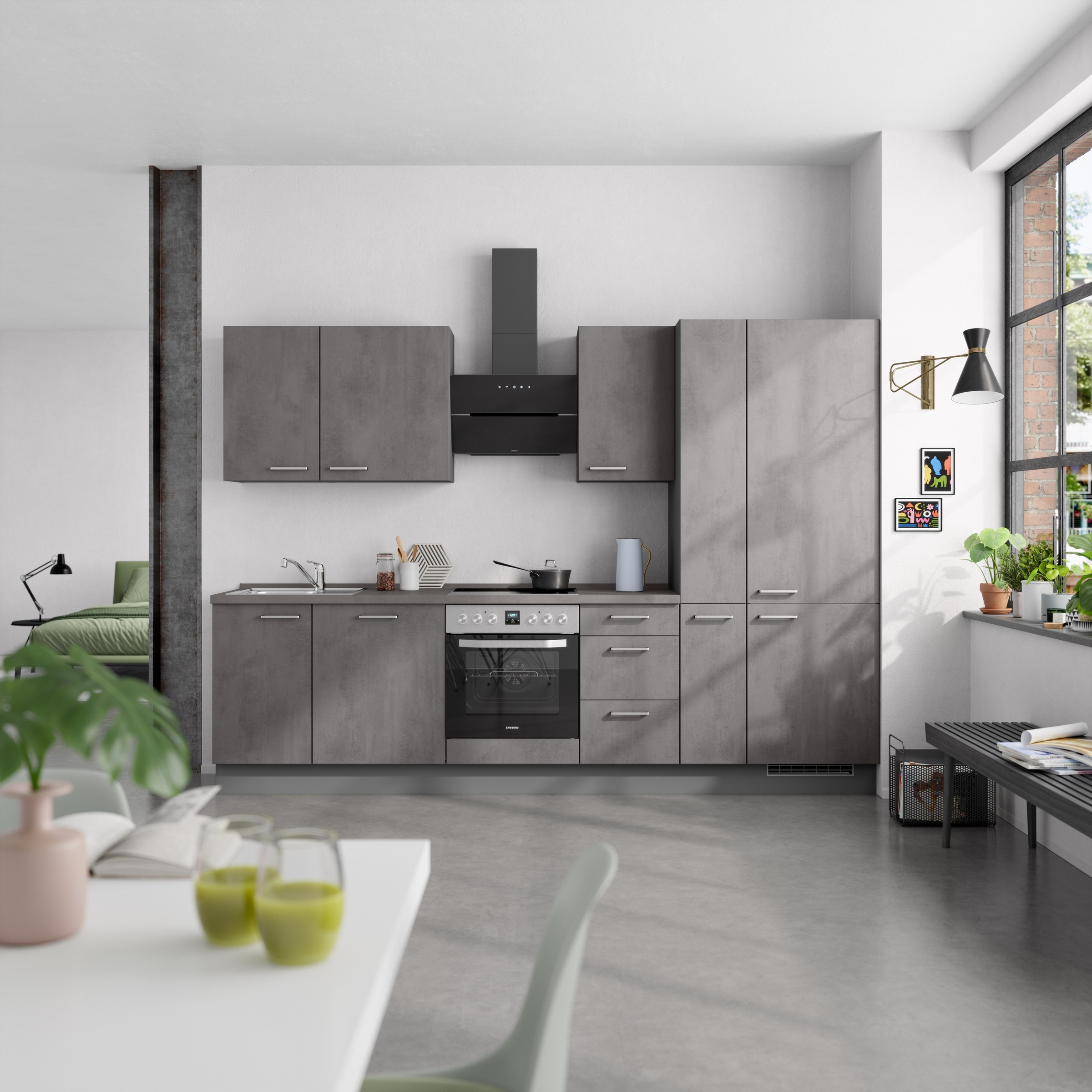nobilia® Küchenzeile »"Riva II"«, vormontiert, Ausrichtung wählbar, Breite 300 cm, wahlw. mit E-Geräten