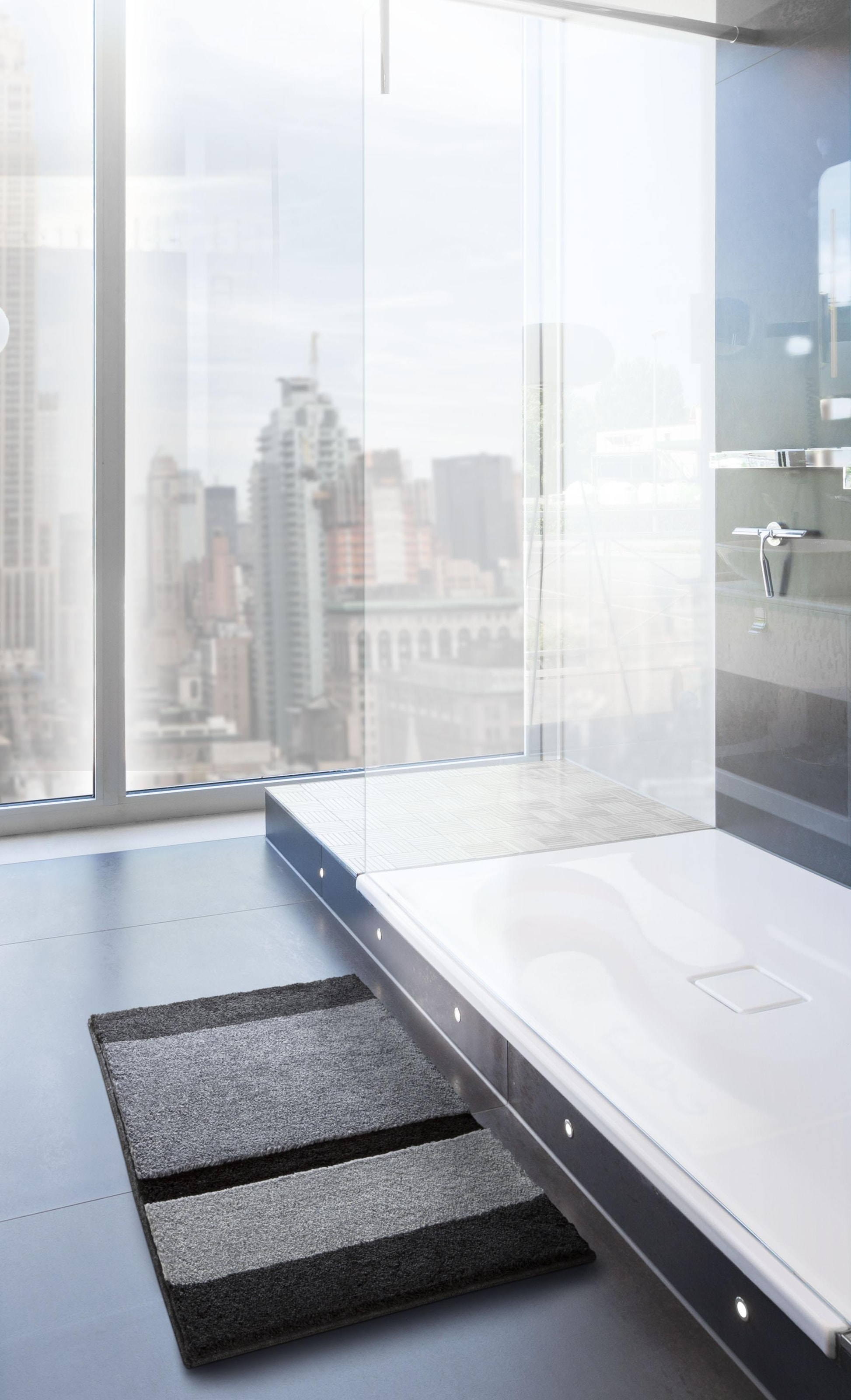 Grund Badematte »Room«, rutschhemmend beschichtet, fußbodenheizungsgeeignet, besonders dichter Flor, Badematte mit Streifen