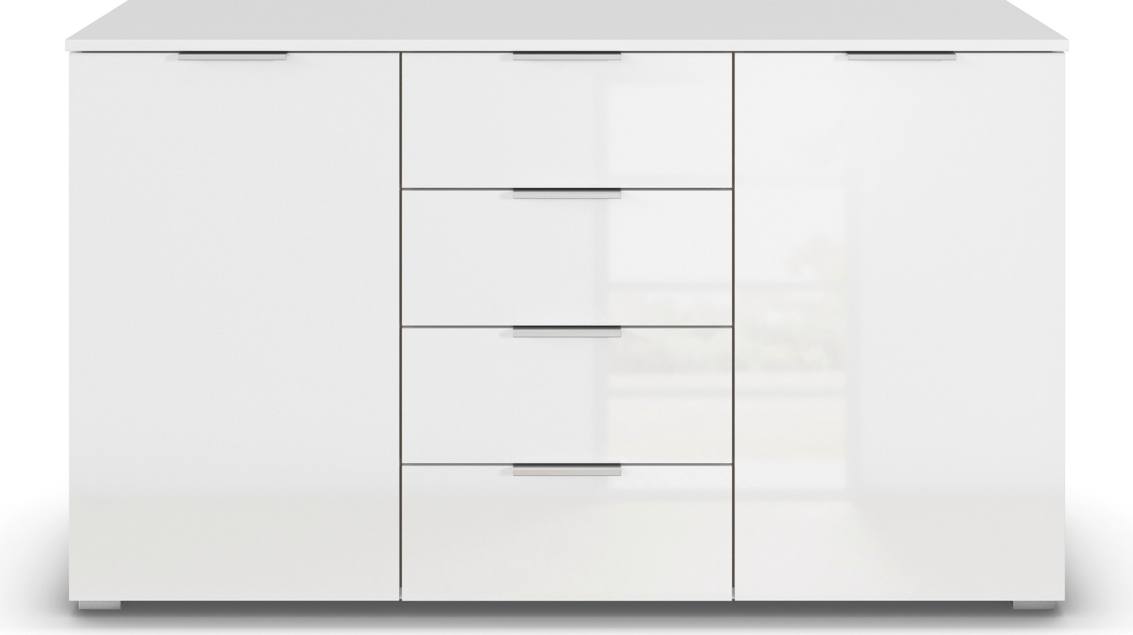 rauch Kombikommode »Sideboard Schubladenkommode AGORDO mit Dekor- oder Hochglanzfront«, (in zwei Griff-Farben), mit 4 Schubkästen und 2 Türen sowie Metallgriffen MADE IN GERMANY