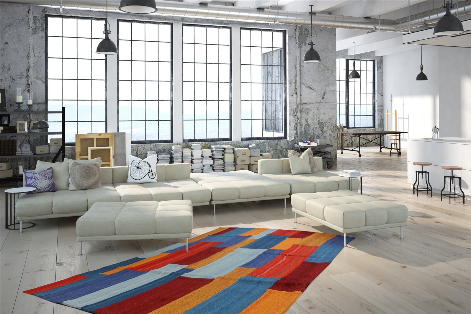 Kayoom Teppich »Radical 335«, rechteckig, 15 mm Höhe, Handgewebter Jacquard Kilim, hochwertige Materialmischung.