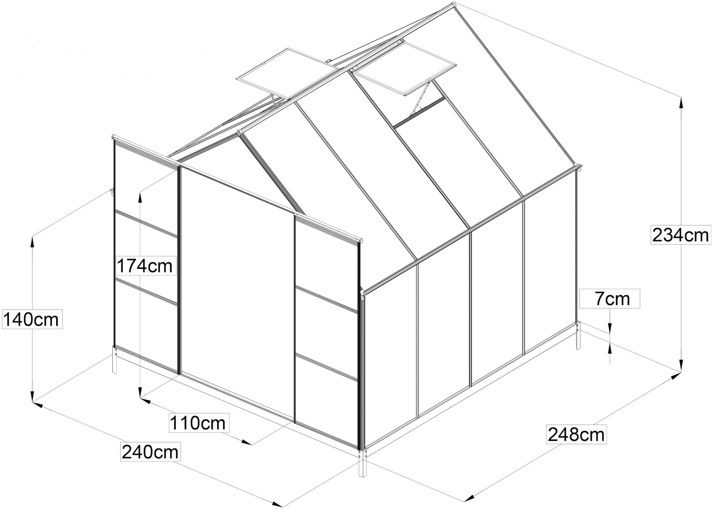 KONIFERA Gewächshaus, (Set), mit Fundamentrahmen