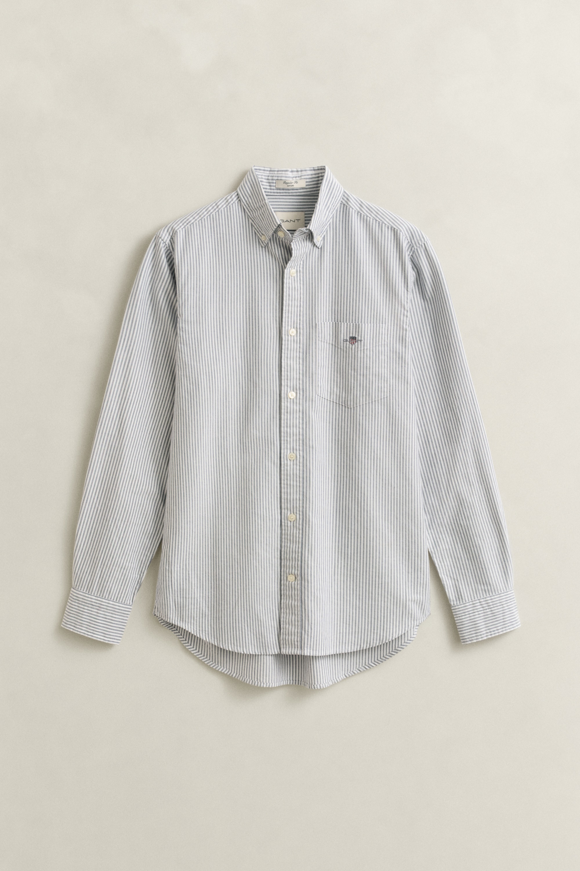 Gant Langarmhemd »Regular Fit Oxford Hemd strukturiert langlebig dicker gestreift« mit dezenter Logostickerei