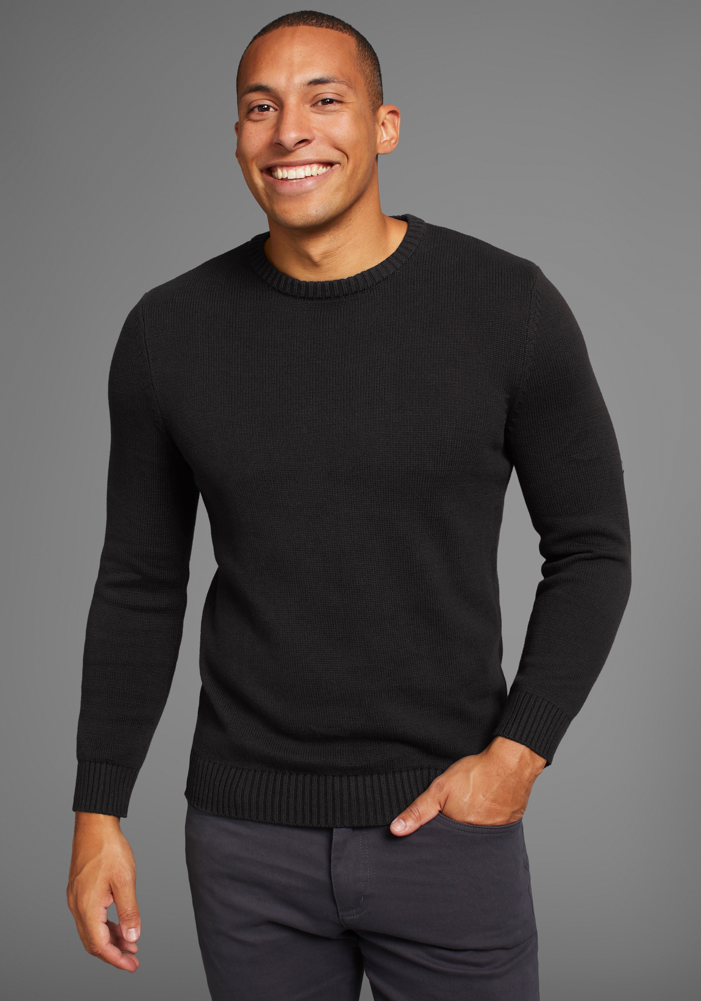 Man's World Rundhalspullover »CIRCULAR COLLECTION-GOTS zertifiziert«, Rippstrick